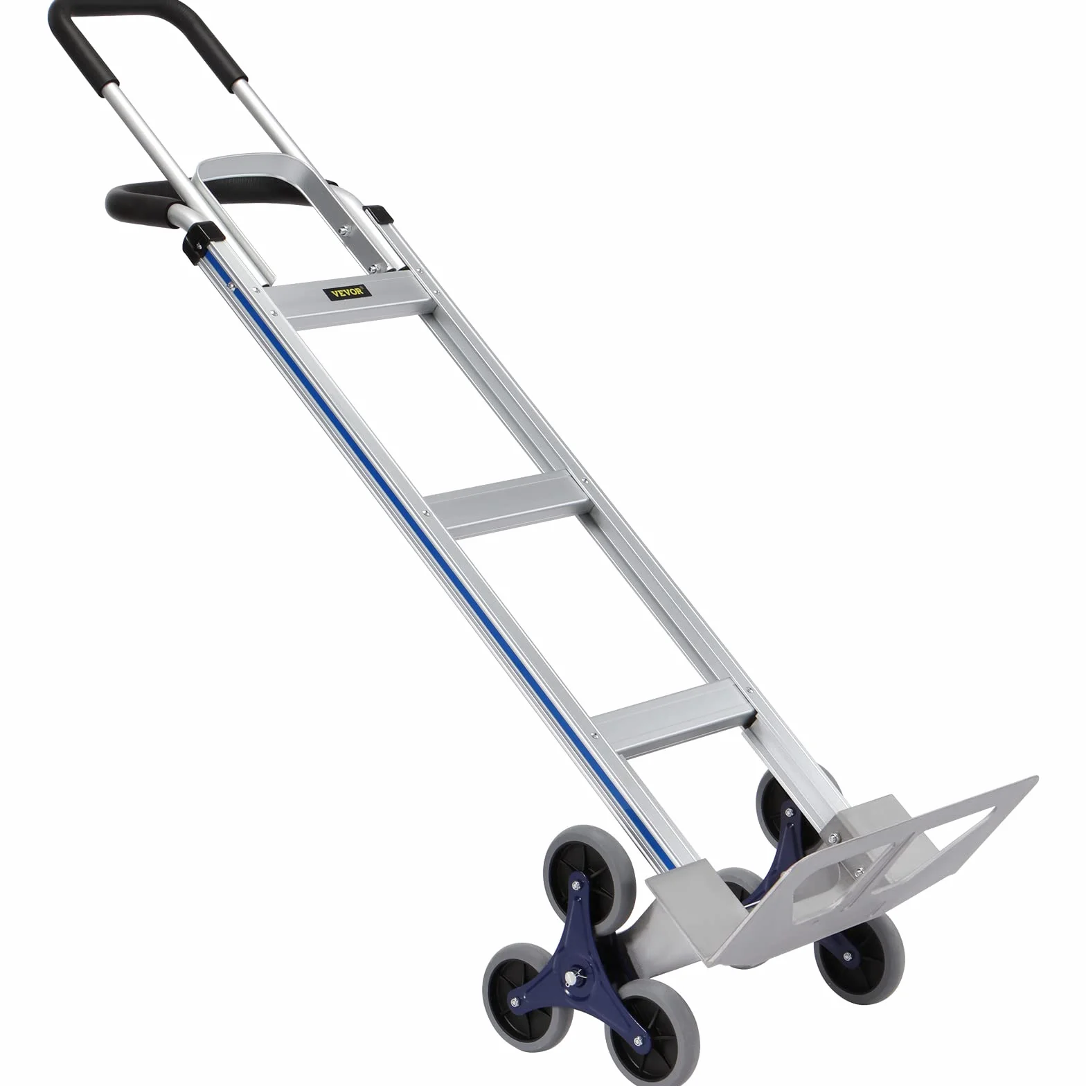 VEVOR Wózek wspinaczkowy po schodach, nośność 250 kg, aluminiowa wózek ręczny z podwójnymi uchwytami, zintegrowaną ramą i antypoślizgowymi gumowymi kołami, wielofunkcyjny wspinacz schodowy do magazynu