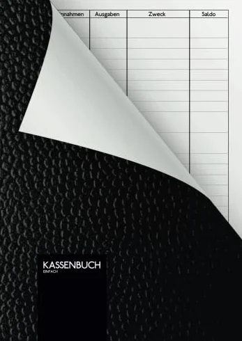 Kassenbuch - einfach: 110 Seiten | DIN A5 | einfaches Einnahmen-Ausgaben Buch im edlen schwarzen Leder-Look ( Softcover )