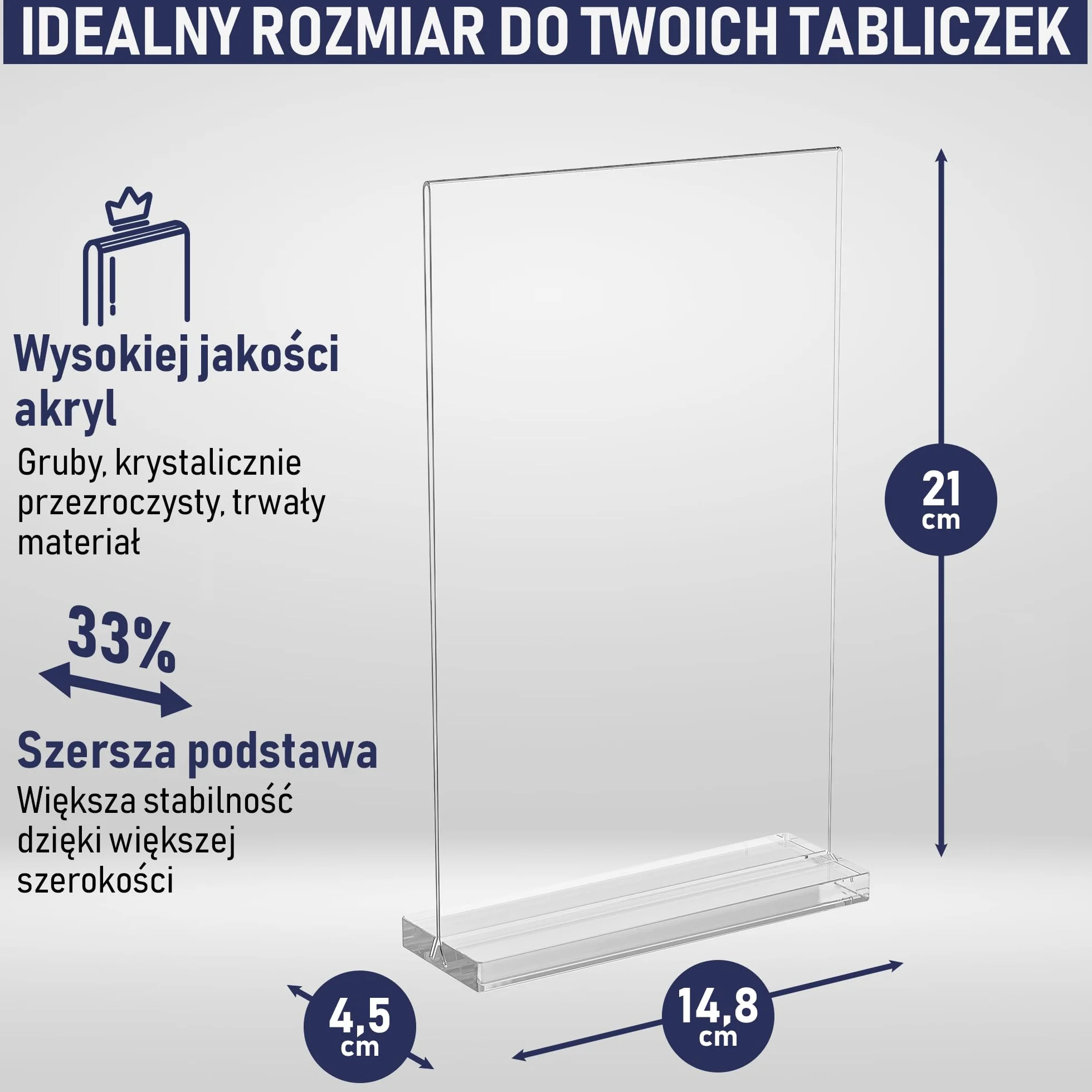 Stojak Akrylowy A5 – Zestaw 6 Szt., Elegancki I Uniwersalny, Polerowane Krawędzie, Dwustronna Ramka, Łatwa Wymiana Wkładów. Idealny Do Zdjęć, Tabliczek, Menu, Ulotek, Plakatów I Ekspozycji Na Blatach