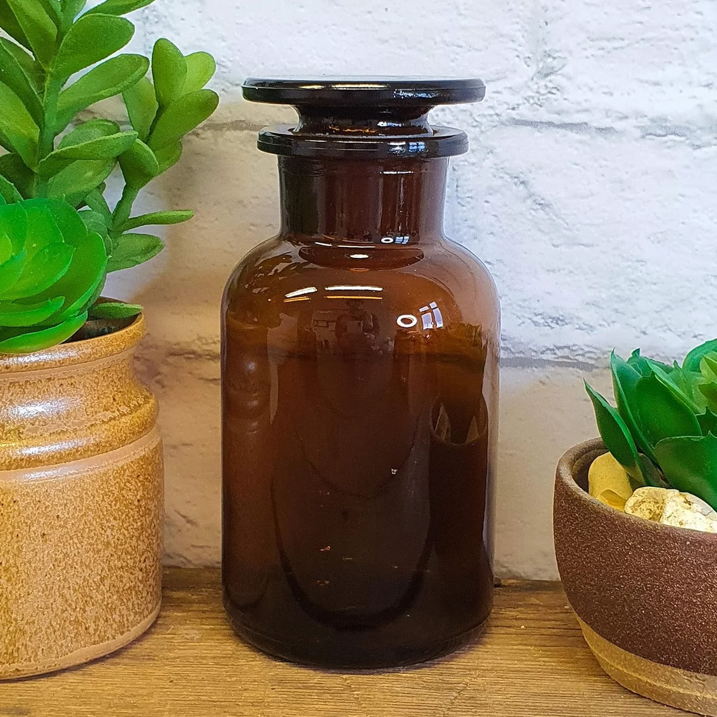 GMMH 3 x butelka apteczna (500 ml) szeroką szyjki, szklana, laboratoryjna, okrągła