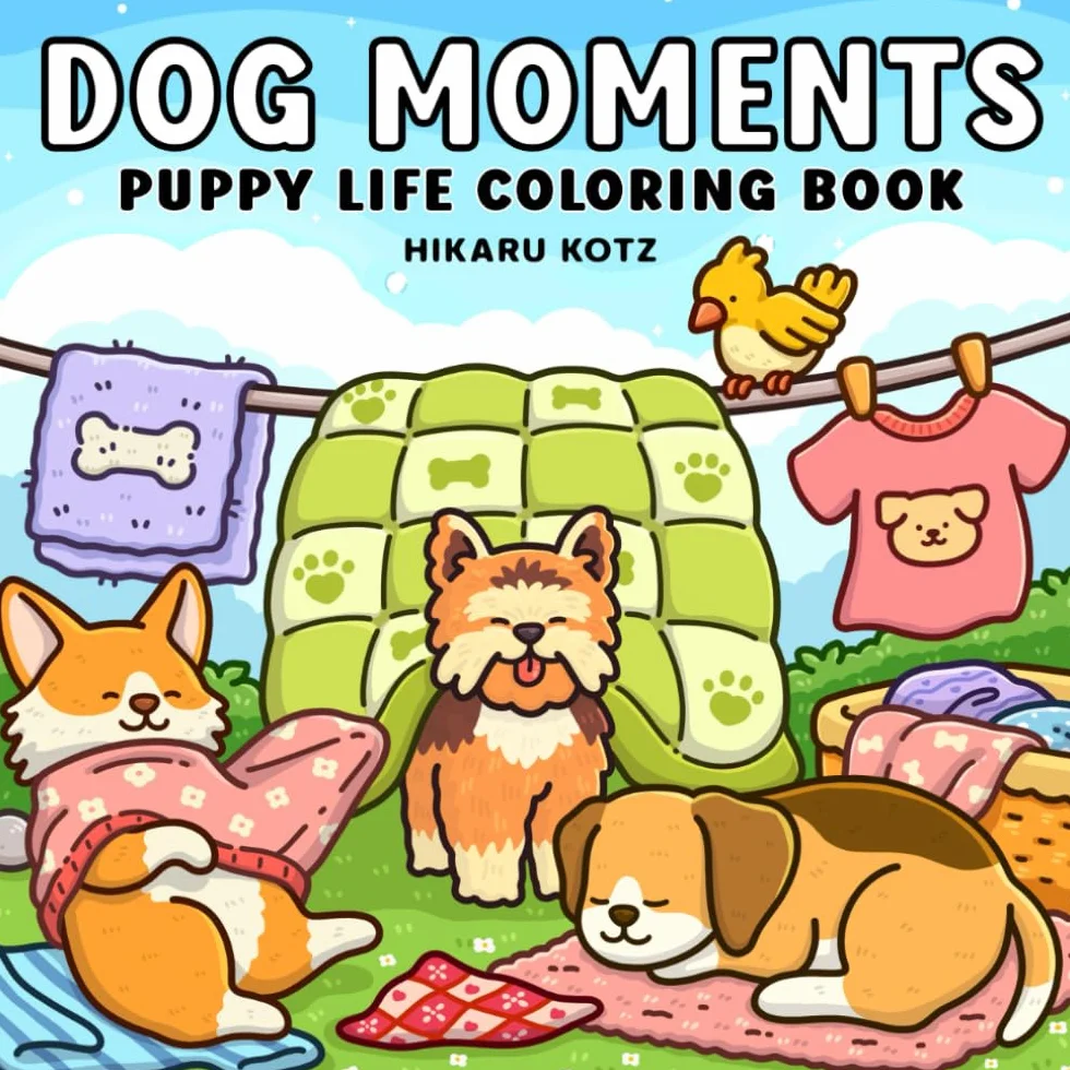 Dog Moments: Puppy Life Coloring Book for Adults and Teens