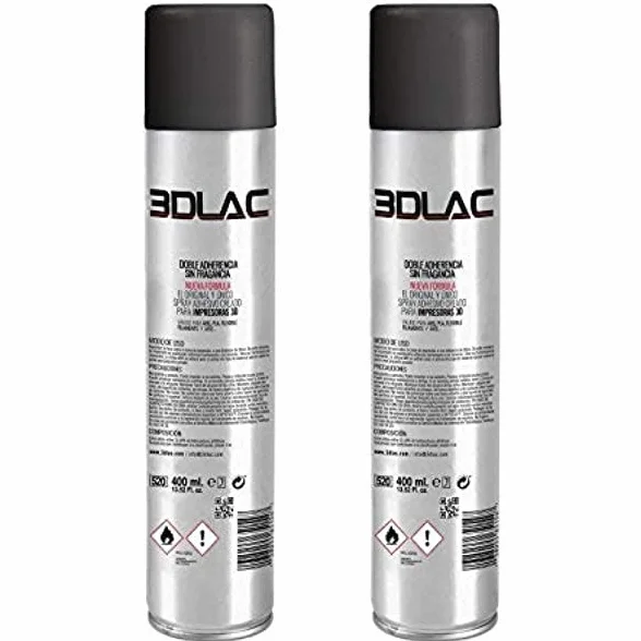 3DLAC Klej w sprayu dla doskonałej przyczepności do drukarki 3D, 2 x 400 ml