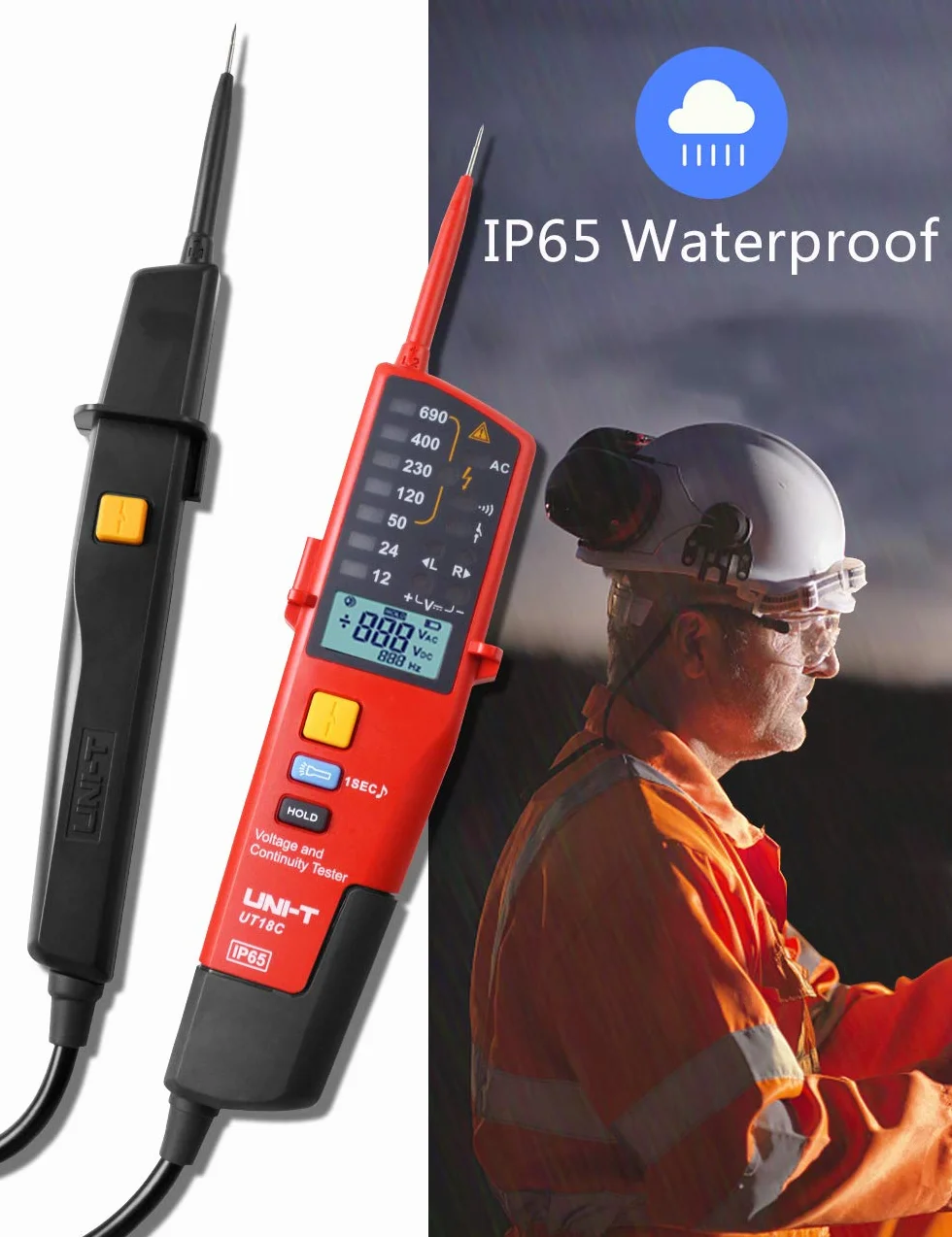 UNI-T UT18C Tester napięcia i ciągłości - Cyfrowy LCD Tester Automatyczne wykrywanie napięcia Zakres Zakres z wyświetlaczem LED