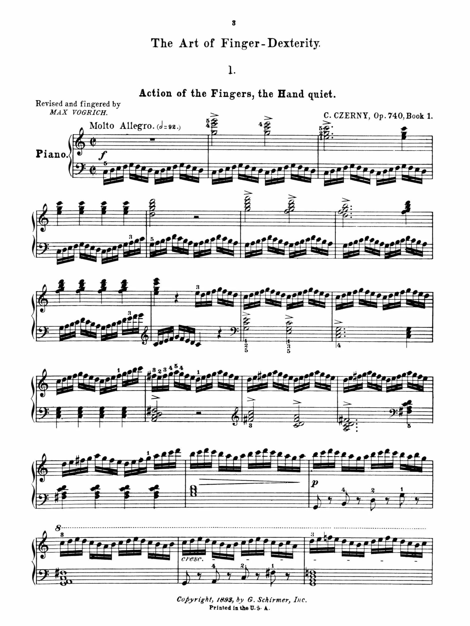 Carl czerny: the art of finger dexterity op.740 (complete) piano: Schirmer Library of Classics Volume 154 Piano Technique