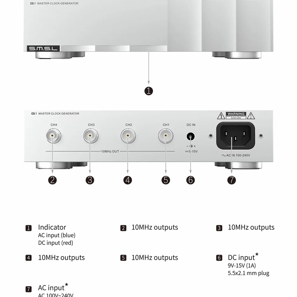 SMSL G1 Hi-Fi Audio zewnętrzny zegar główny OCXO, napęd wielokanałowy + liniowy zasilacz, poprawia jakość dźwięku dla odtwarzaczy/dekoderów