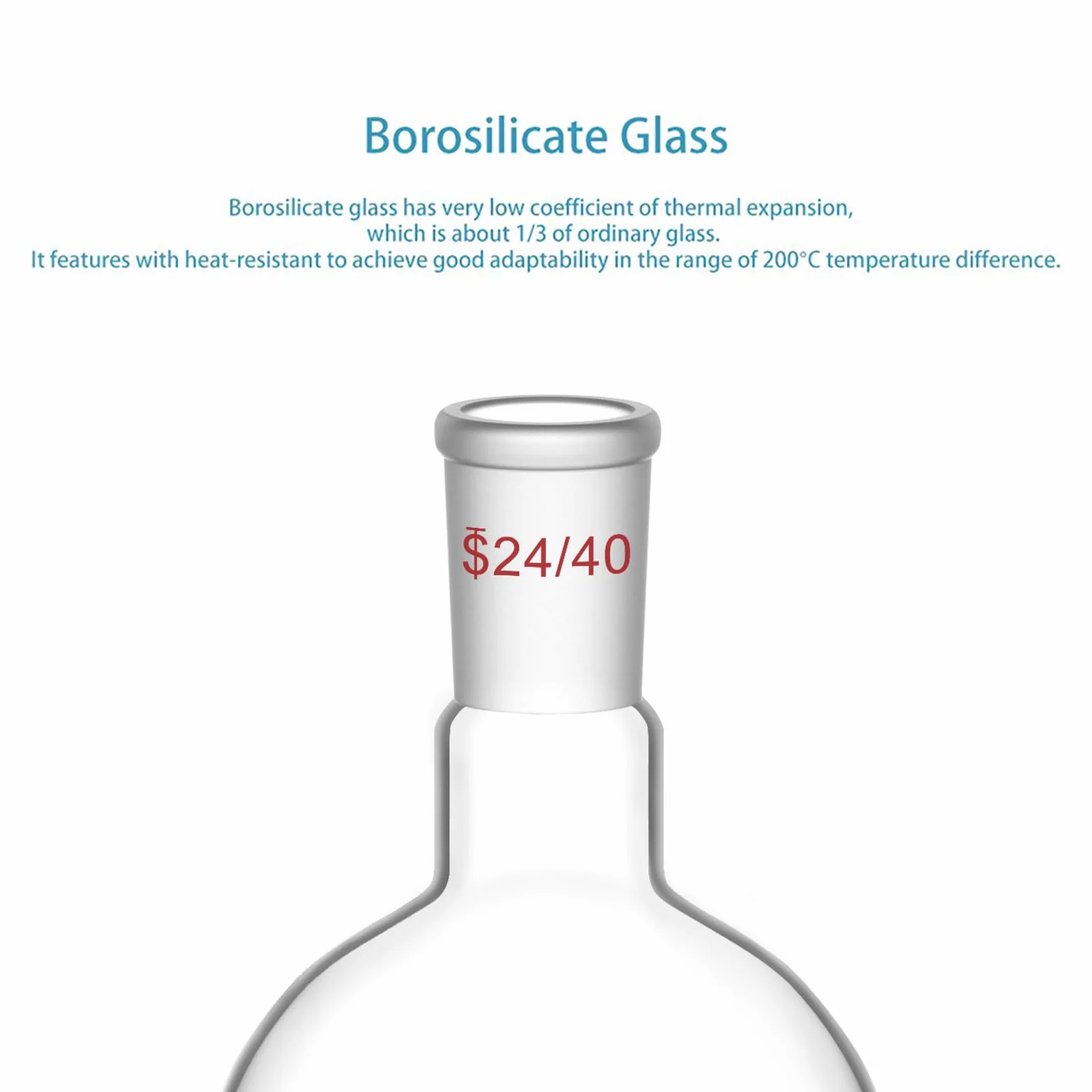 StonyLab 500ml Glas Einhals Flachboden Kochflasche Flachbodenflashe mit 24/40 Standard Taper Outer Joint, Single Neck Flat Bottom Boiling Flask - 500ml