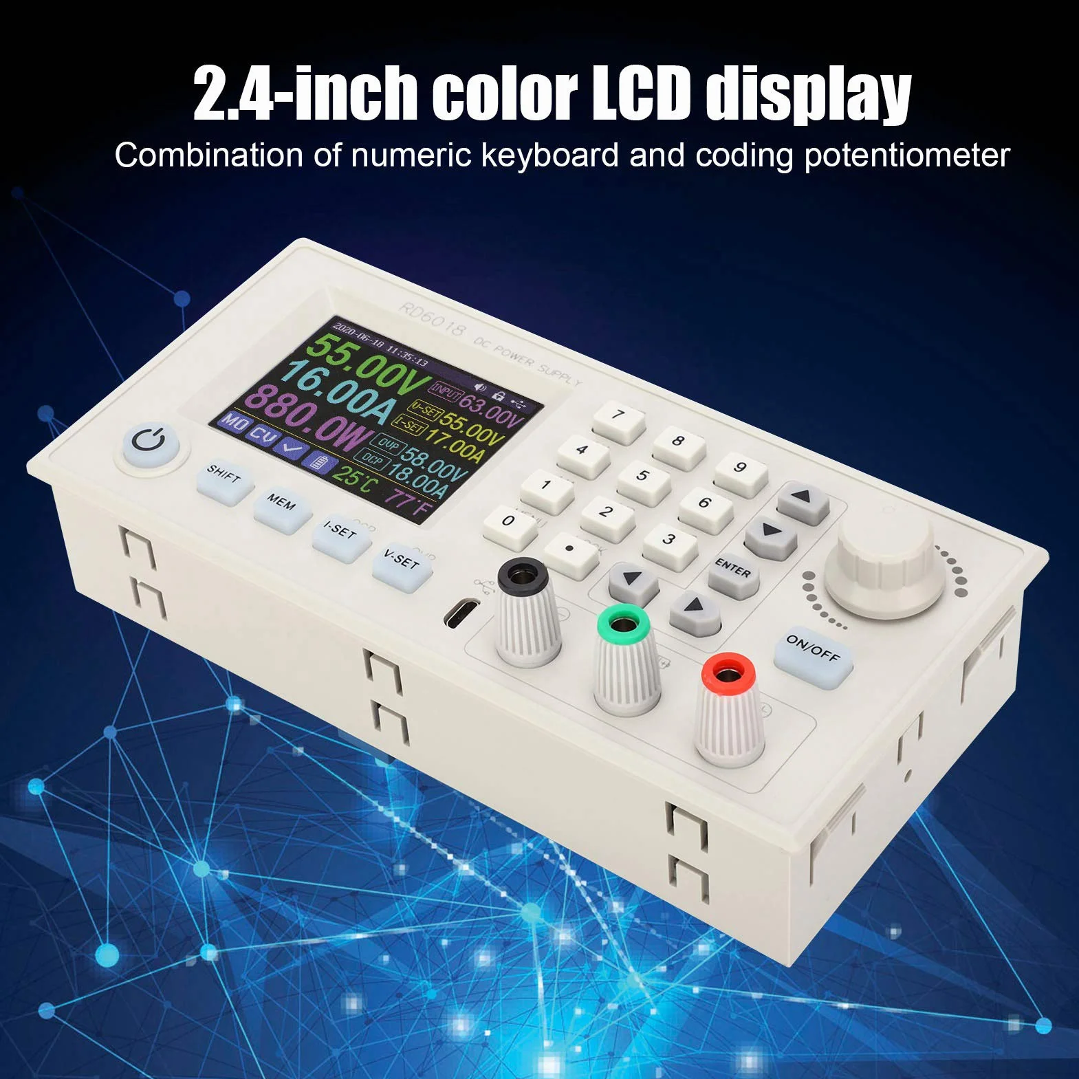 Regulowany CNC Moduł Zasilacza DC-DC Buck Stałe Zasilanie ławki DC 6-70V do 0-60V(RD6018)