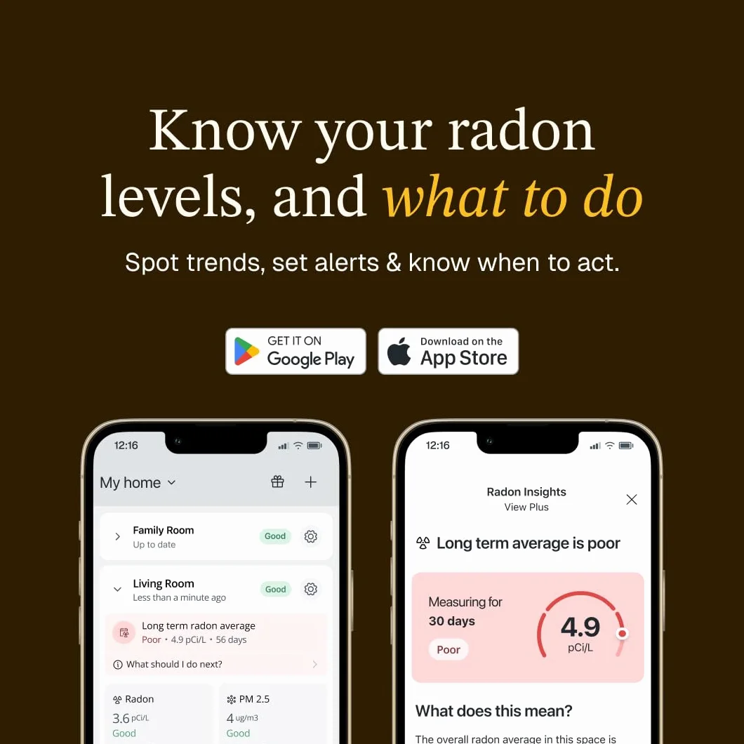 Airthings 2960 View Plus – inteligentne urządzenie pomiaru jakości powietrza i radonu (PM, radon, CO2, VOC, wilgotność, temperatura)