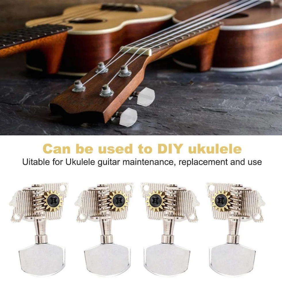 2L2R Tuning kołek do Ukulele, srebrne głowice maszyn w stylu klasycznym Ukulele DIY części ze śrubami mocującymi