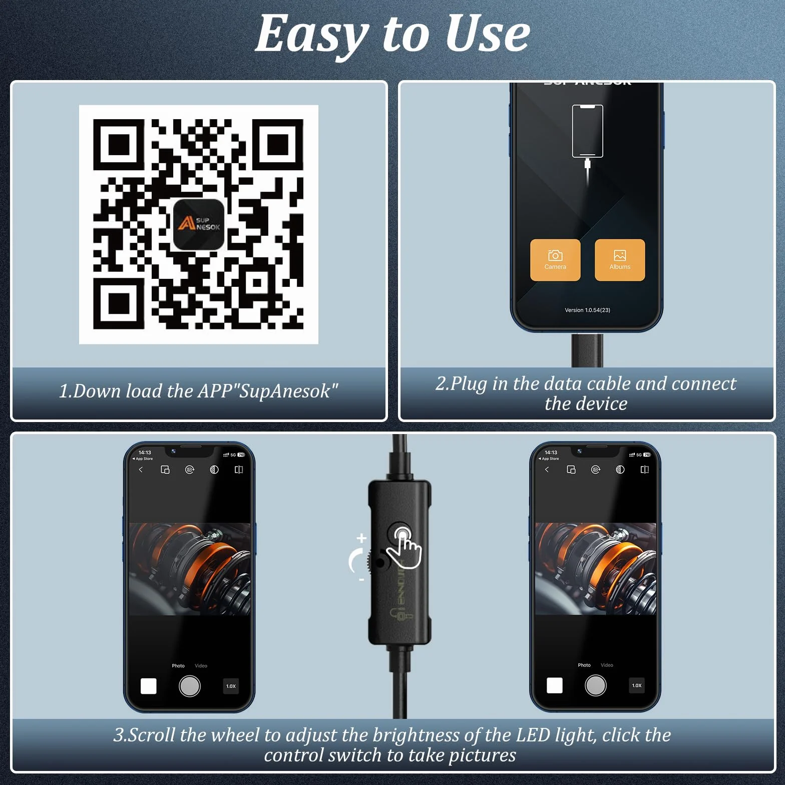 Ennovor Endoskopowa kamera inspekcyjna 1920P HD 10 m IP67 7,9 mm sonda rurowa do iOS Android