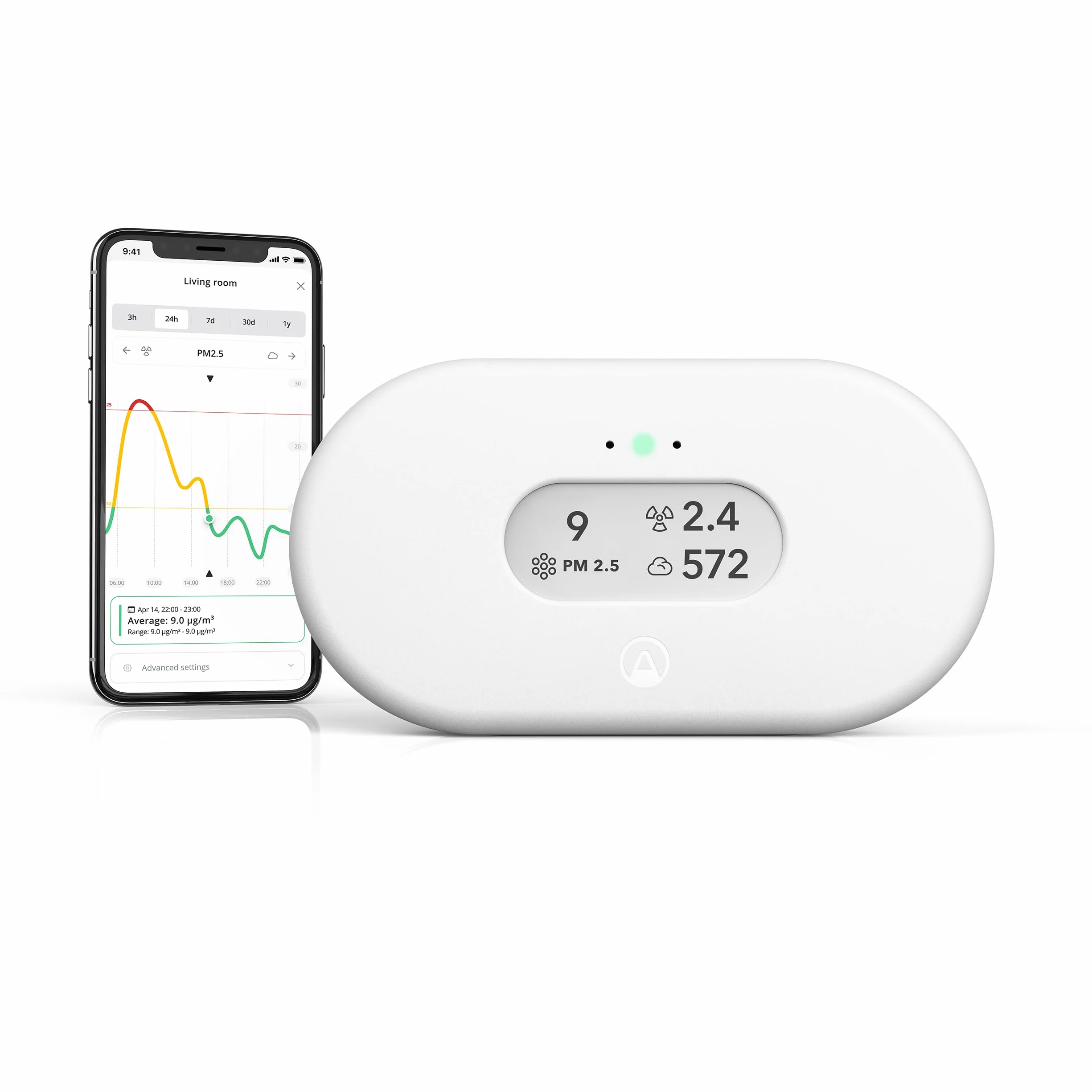 Airthings 2960 View Plus – inteligentne urządzenie pomiaru jakości powietrza i radonu (PM, radon, CO2, VOC, wilgotność, temperatura)