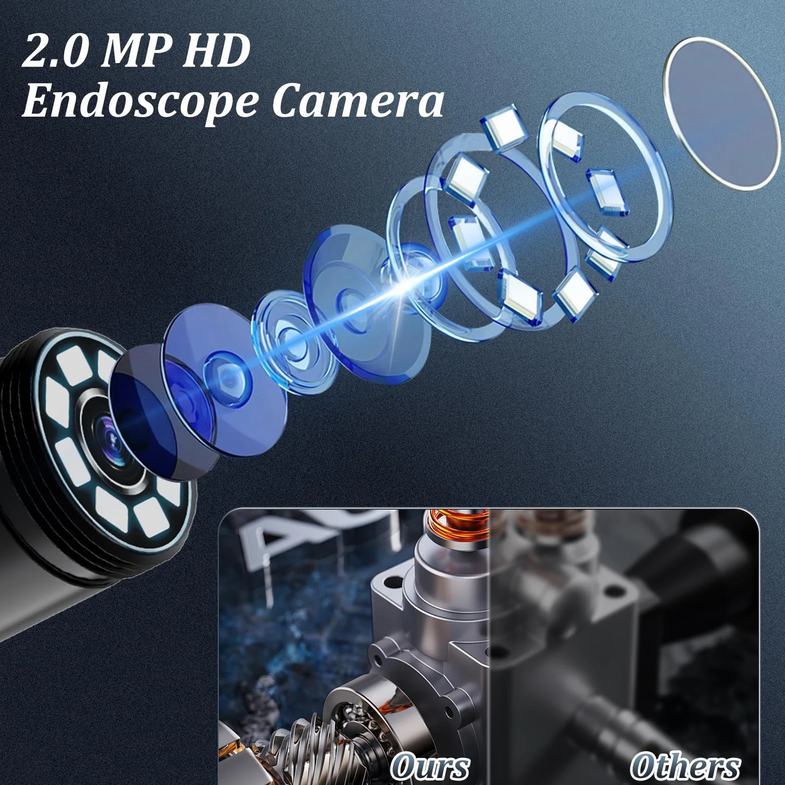 Ennovor Endoskopowa kamera inspekcyjna 1920P HD 10 m IP67 7,9 mm sonda rurowa do iOS Android