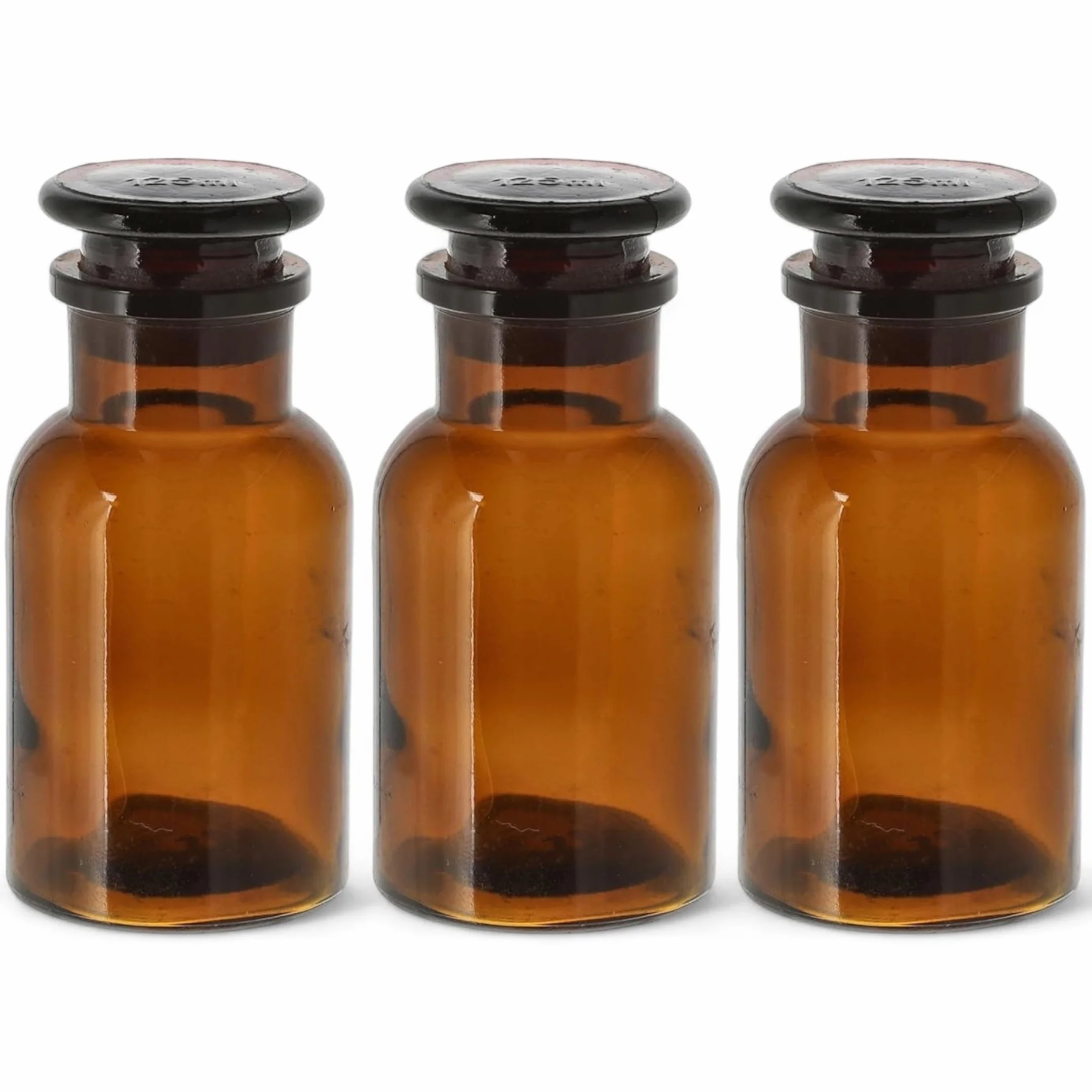 GMMH 3 x butelka apteczna (500 ml) szeroką szyjki, szklana, laboratoryjna, okrągła