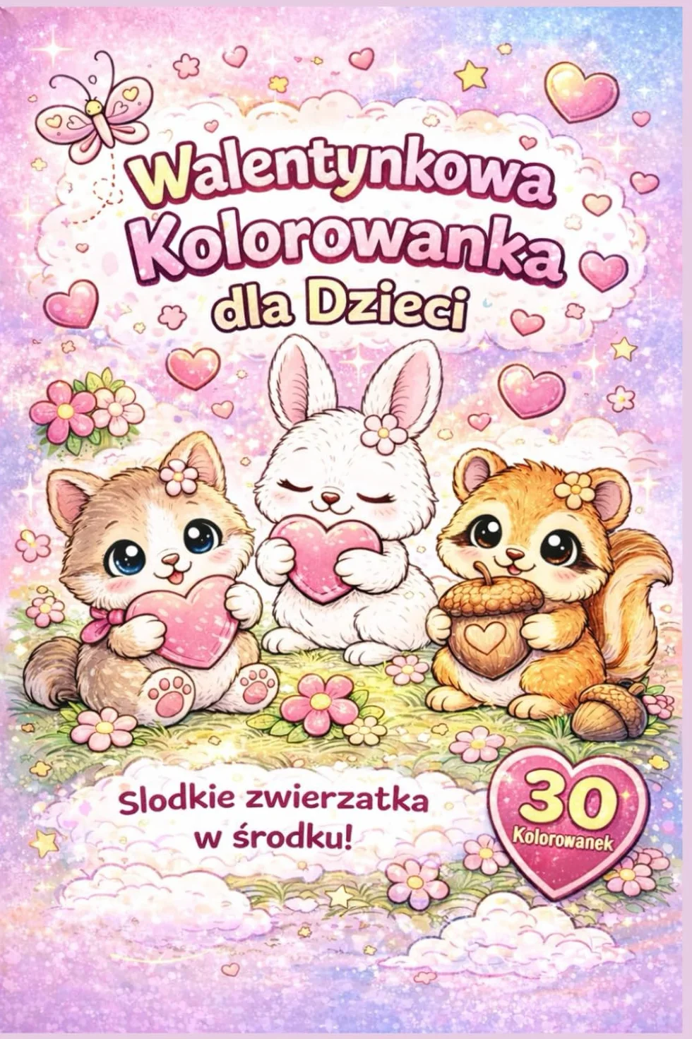 Walentynkowa kolorowanka dla dzieci - Urocze zwierzaki, serduszka i słodkie sceny miłosne: Piękna i łatwa do pokolorowania książka z uroczymi ... i walentynkową zabawą dla dzieci i rodzin