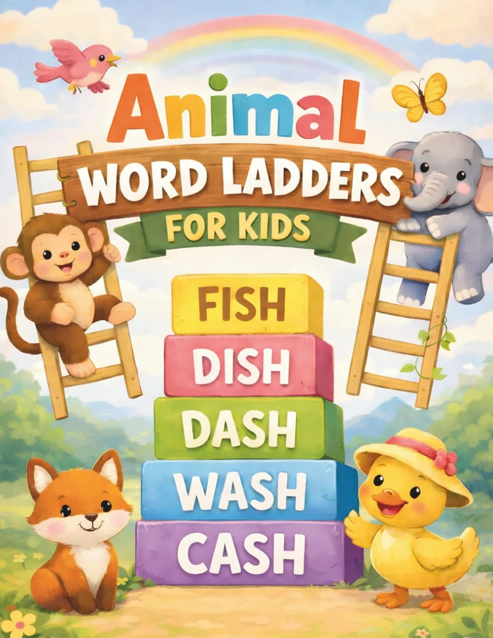 Animal Word Ladders for Kids: Fun 4–5 Letter Word Games That Build Phonics, Spelling, and Reading Confidence (Ages 6–9)
