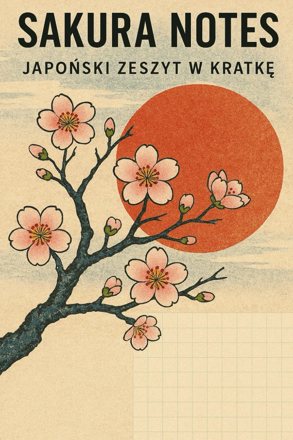 Sakura Notes – Japoński Zeszyt w Kratkę: Minimalistyczny Notatnik z Motywem Japonii dla Młodzieży 12–18