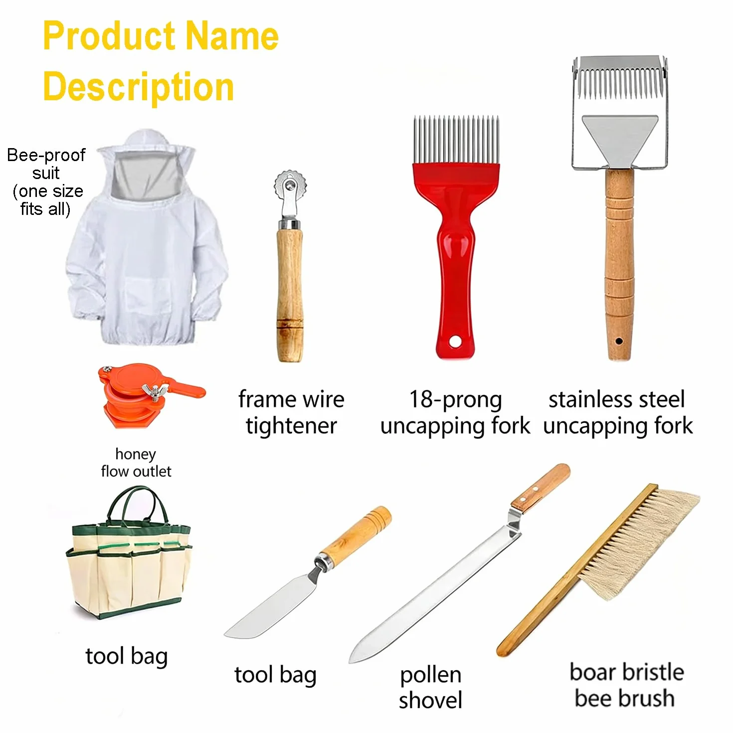 Akcesoria dla pszczelarzy, Beekeeping Supplies dłuto kijkowe, 27 szt., akcesoria pszczelarskie, narzędzia pszczelarskie i akcesoria, zawiera szczotkę pszczelą, haczyk J itp., dla profesjonalnych