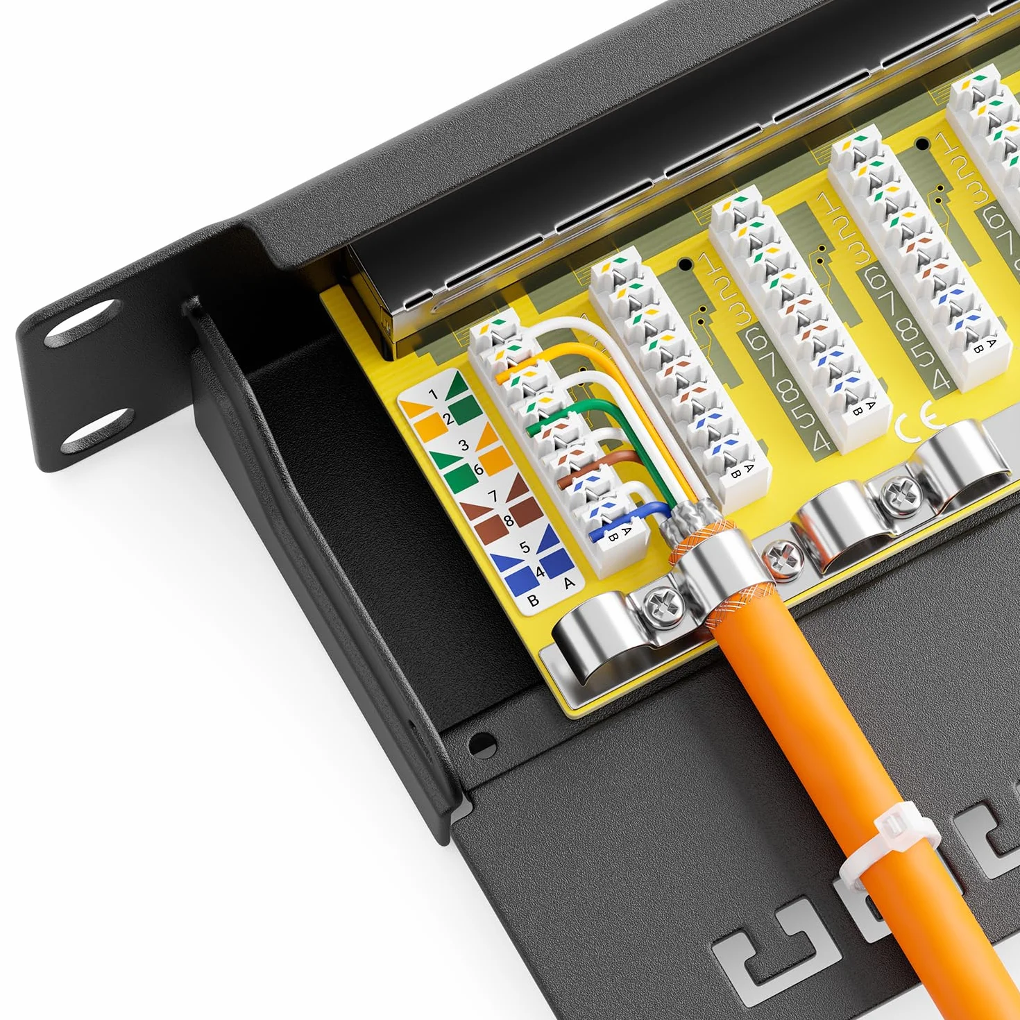 deleyCON CAT 6 Patch Panel Krosownica 24 Porty - Desktop 19 cal Rack Montaż Serwer - RJ45 - Ekranowany - TIA568A TIA568B Czarny