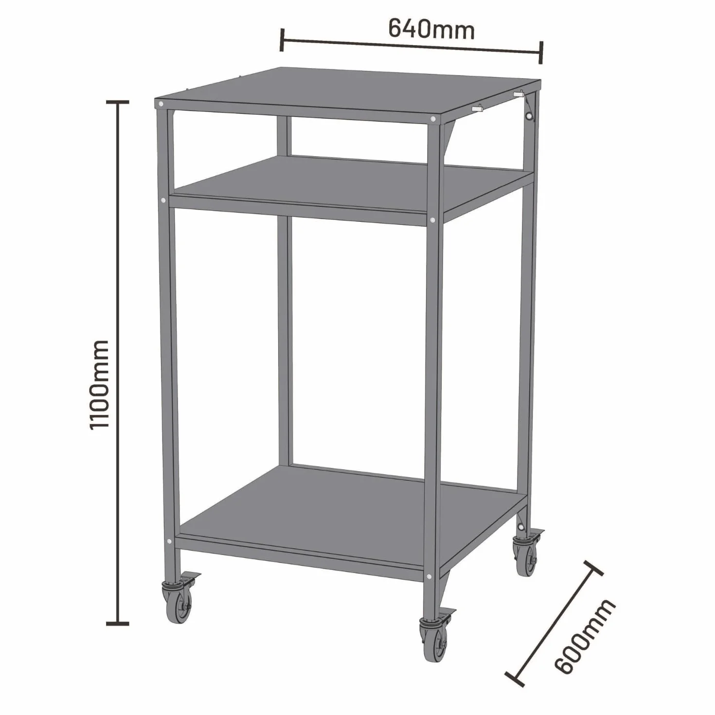 cozze® Wysoki stół kuchenny do użytku na zewnątrz, np. do pieca do pizzy | gł. 60 cm, wys. 110 cm, otwarty, czarny