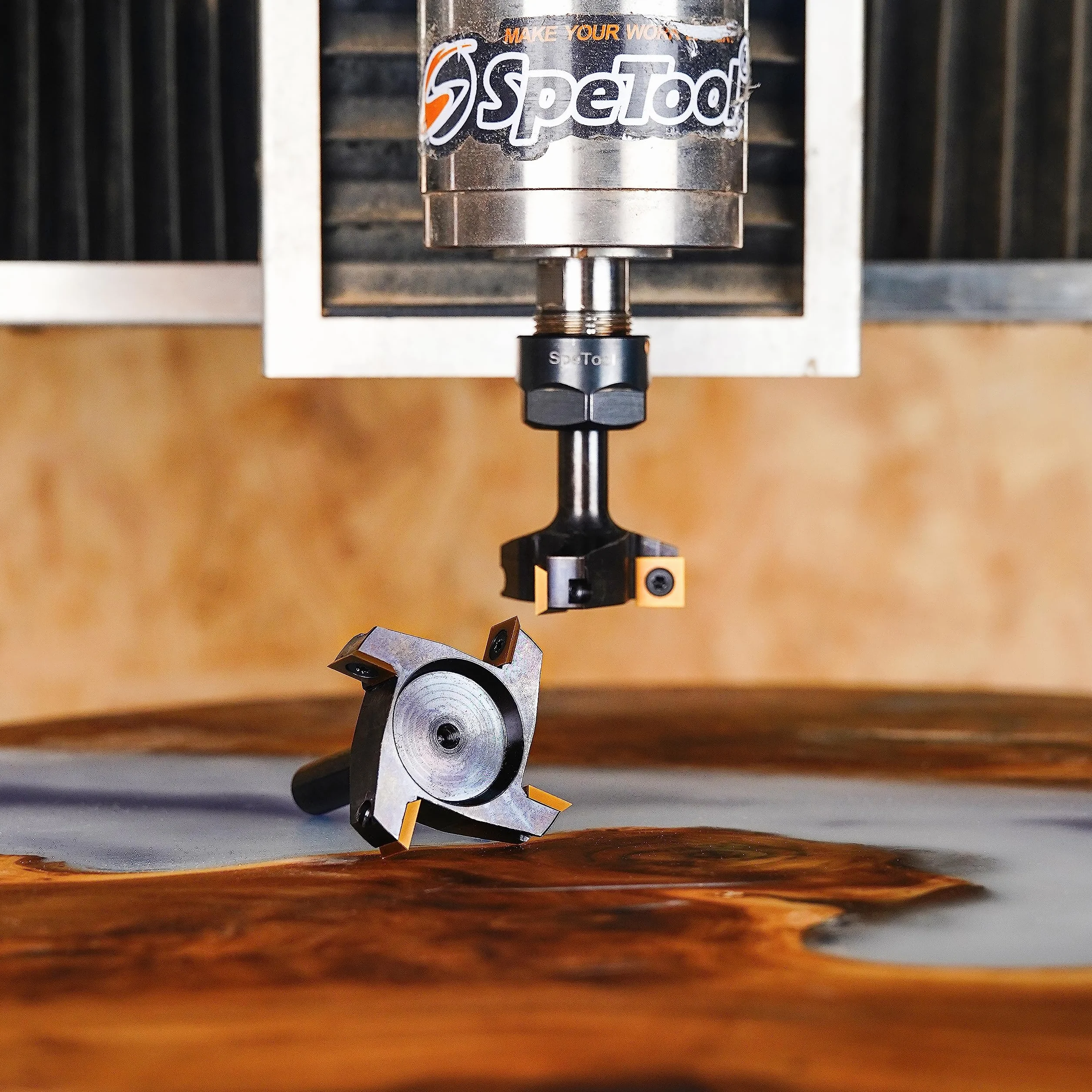SpeTool Frez płaski, 12 mm, trzpień, 45 mm, średnica cięcia, frez płaski, frez do frezowania frezarki z powłoką ATS Płyty przekładniowe 2+2 frezy CNC Frez do drewna Frez do frezowania wałka