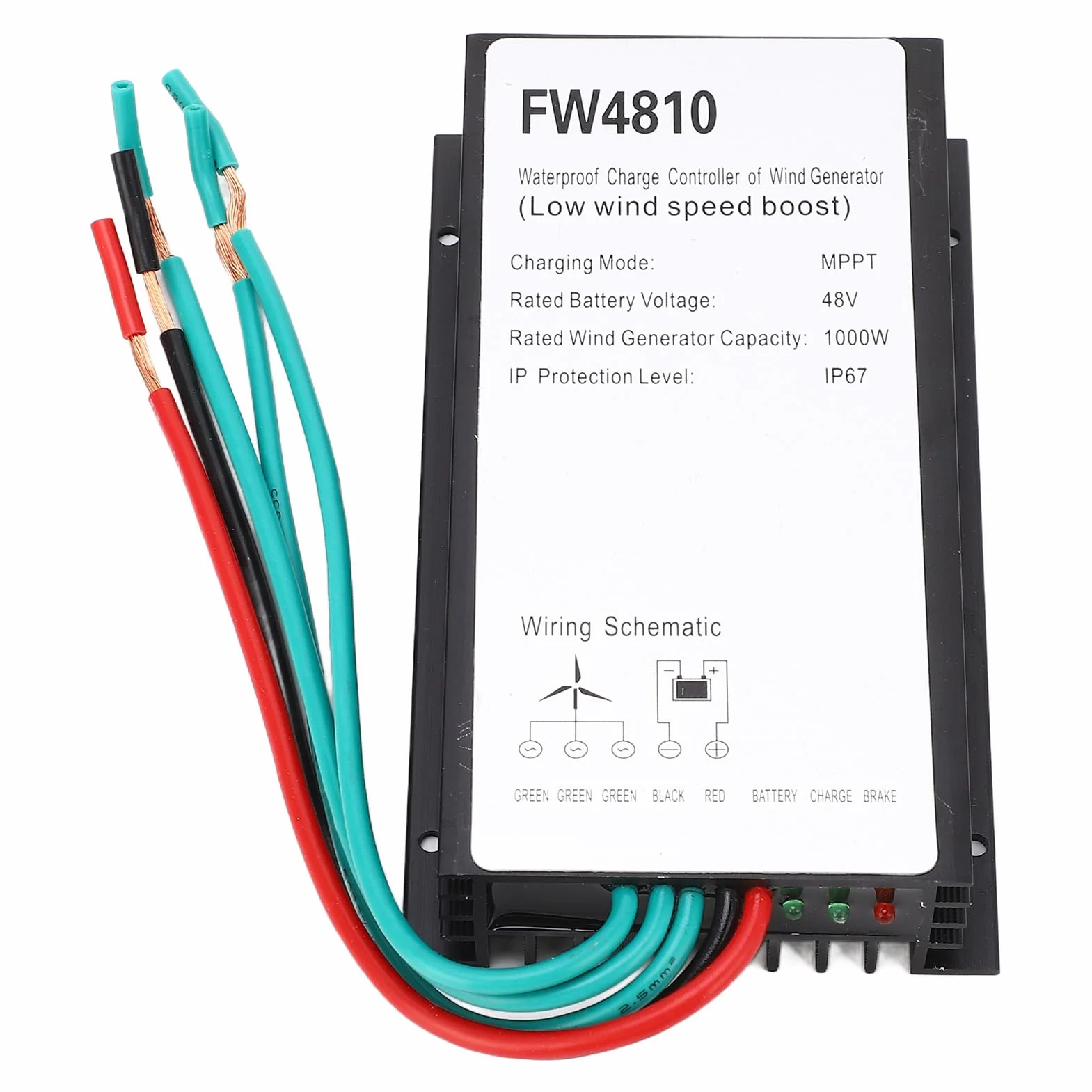 BuyWeek Kontroler Ładowania Turbiny Wiatrowej, 1000W 48V MPPT Kontroler Ładowania Turbiny Wiatrowej IP67 Wodoodporny