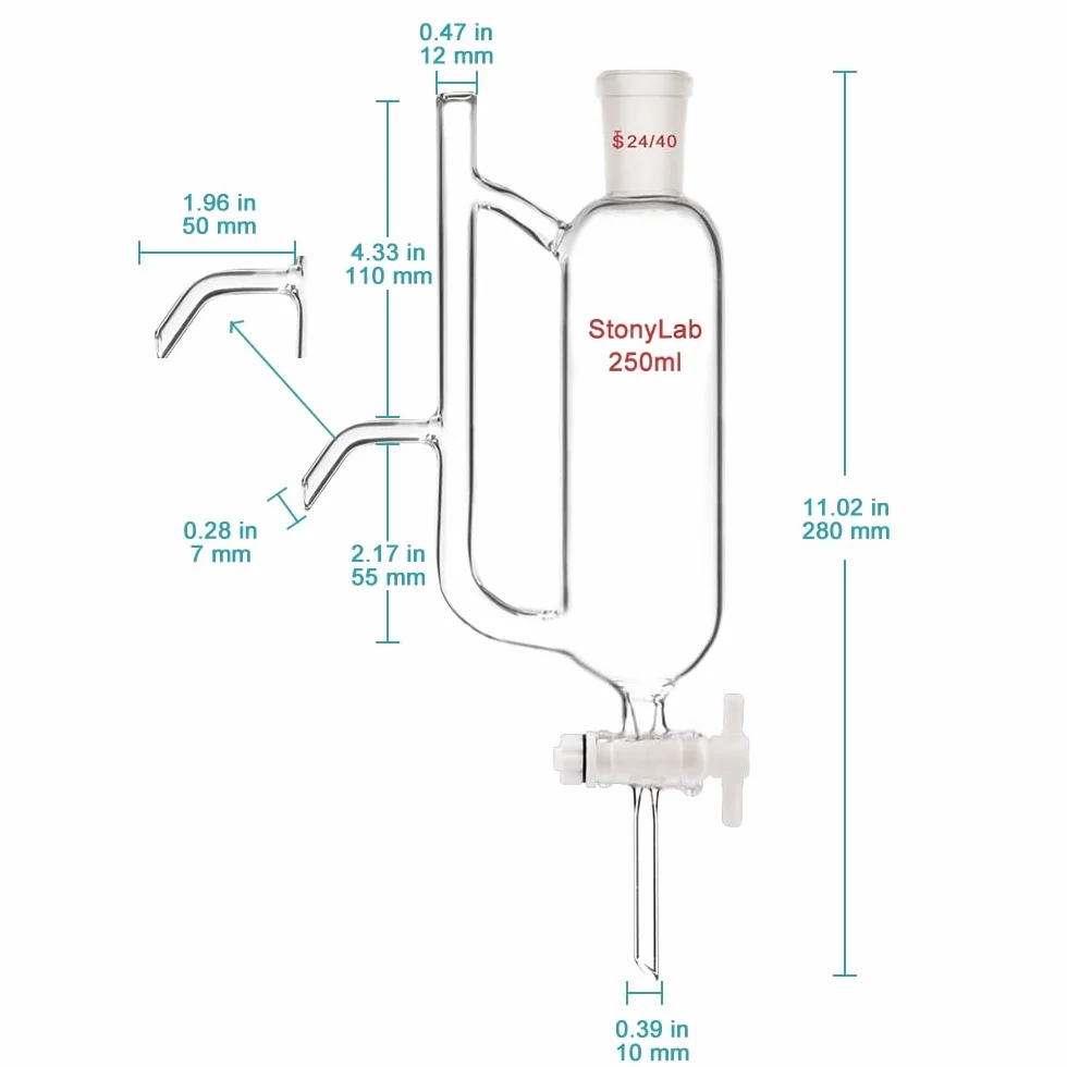 StonyLab Glas Öl Wasser Empfänger Separator 24/40 250 ml Destillation Kit
