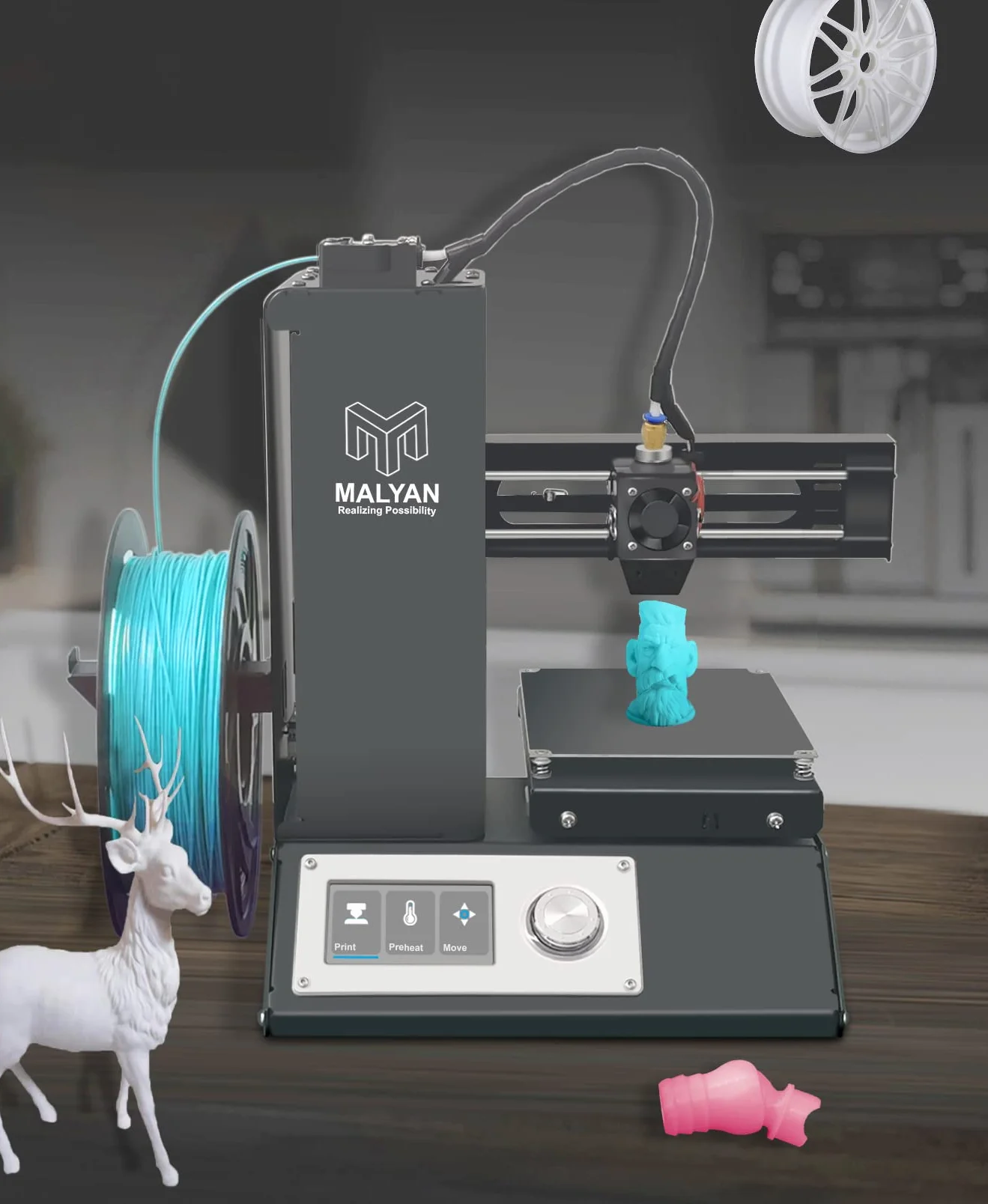 MALYAN M200 Mini drukarka 3D – Out of The Box drukarka 3D dla dzieci i początkujących, bezpłatna próbka filamentu PLA, rozmiar druku 120 x 120 x 120 mm