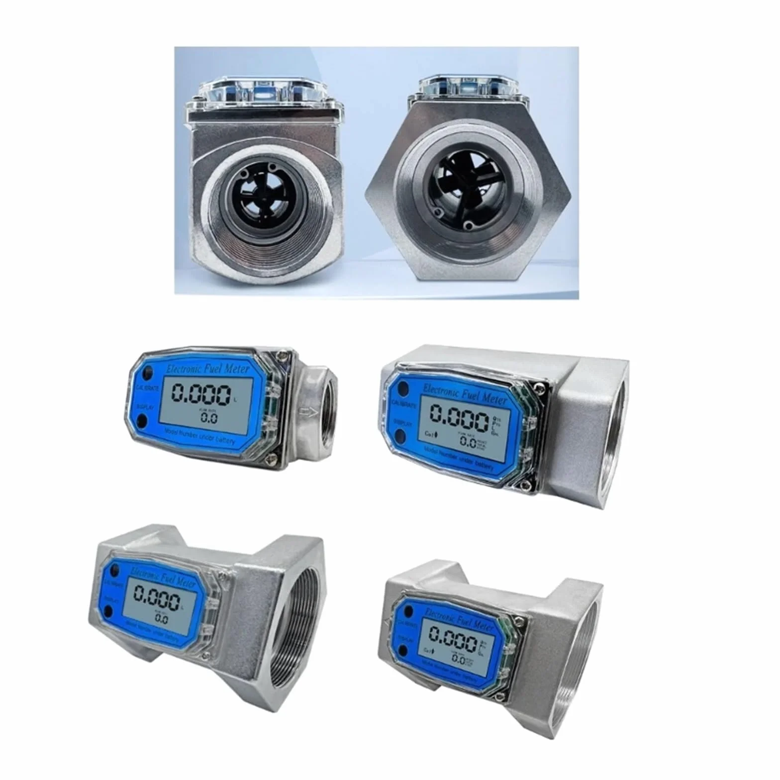 Licznik przepływu wody, Przepływomierz 1 Cal/2 Cale/2,5 Cala/3 Cale LCD Cyfrowy Przepływomierz Cieczy Elektroniczny Przepływomierz Do Wody Mocznikowej Paliwa do wody, oleju napędowego i innych płynów(