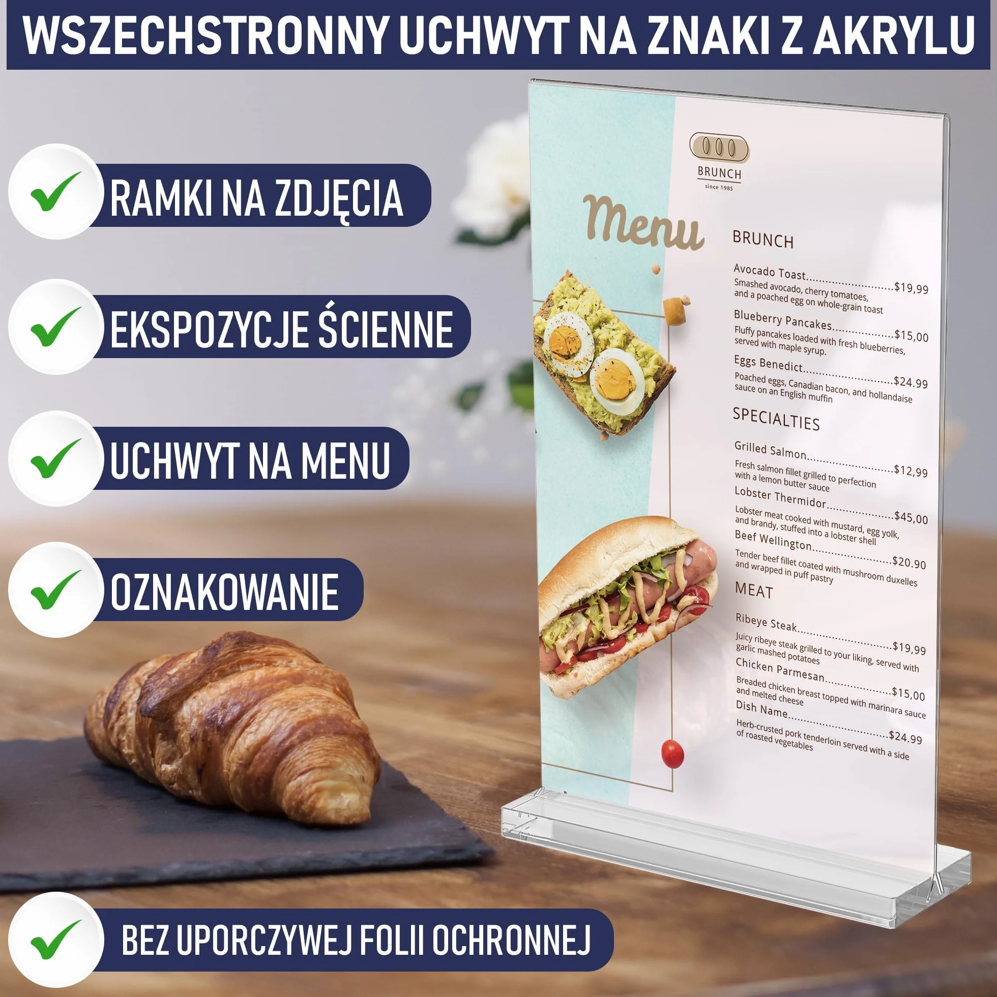 Stojak Akrylowy A5 – Zestaw 6 Szt., Elegancki I Uniwersalny, Polerowane Krawędzie, Dwustronna Ramka, Łatwa Wymiana Wkładów. Idealny Do Zdjęć, Tabliczek, Menu, Ulotek, Plakatów I Ekspozycji Na Blatach