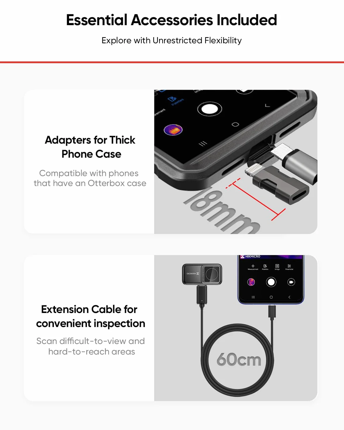 Kamera termowizyjna HIKMICRO Mini2 V2 - iOS/Android, rozdzielczość 256 x 192 IR, SuperIR, szeroki kąt 50°, USB-C/Lightning (obsługuje iPhone 15)