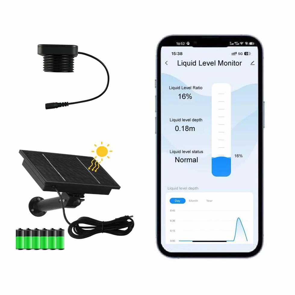 Smart TLC 2326-WF-S Tuya APP wydajny zasilacz solarny dokładny monitor poziomu cieczy WiFi czujnik poziomu zbiornika oleju na wodę wodoodporny IP65 alarm domowy zewnętrzny wskaźnik