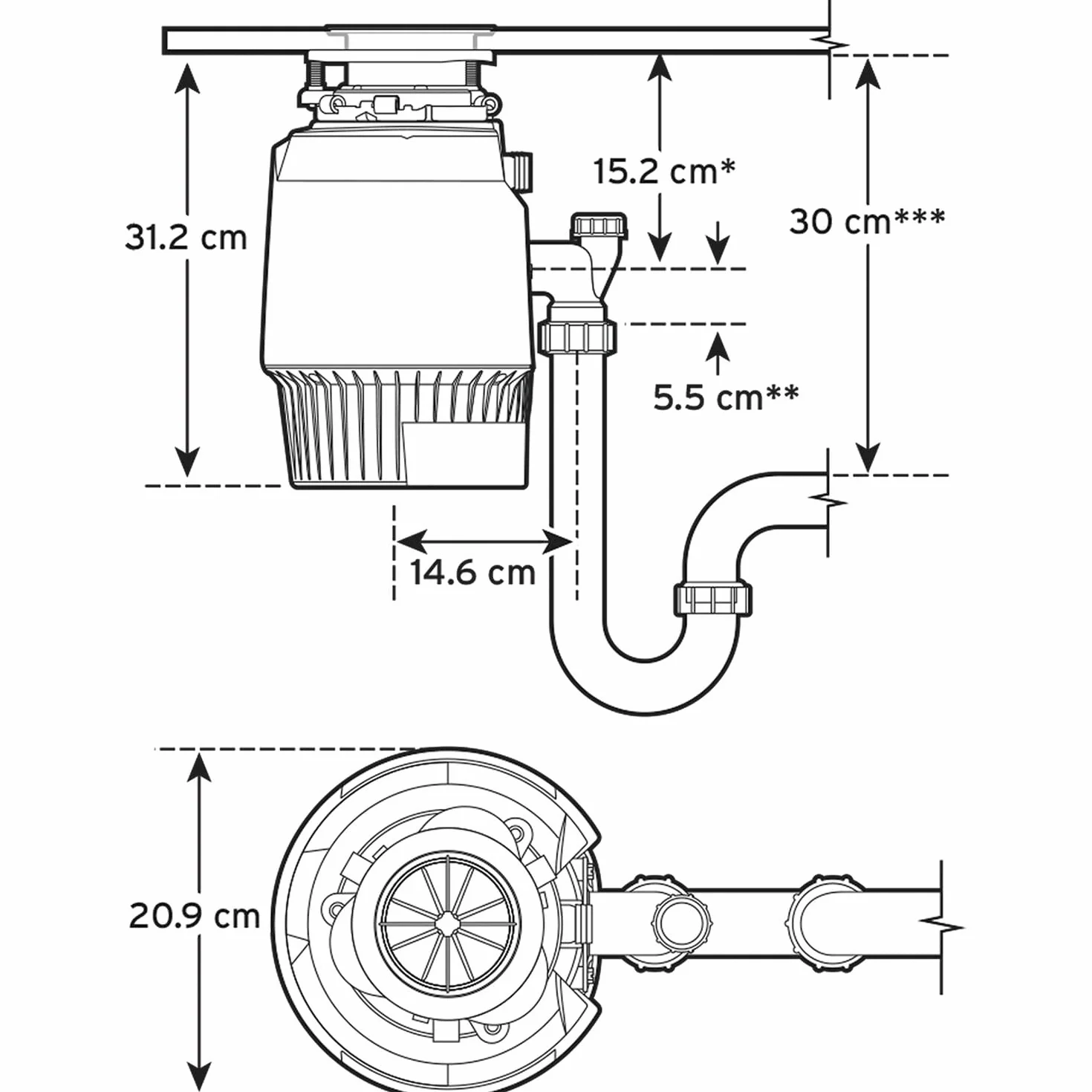 Insinkerator Evolution Plus 750 EC rozdrabniacz odpadów kuchennych, z silnikiem indukcyjnym o mocy 0,75 KM, z przełącznikiem powietrza