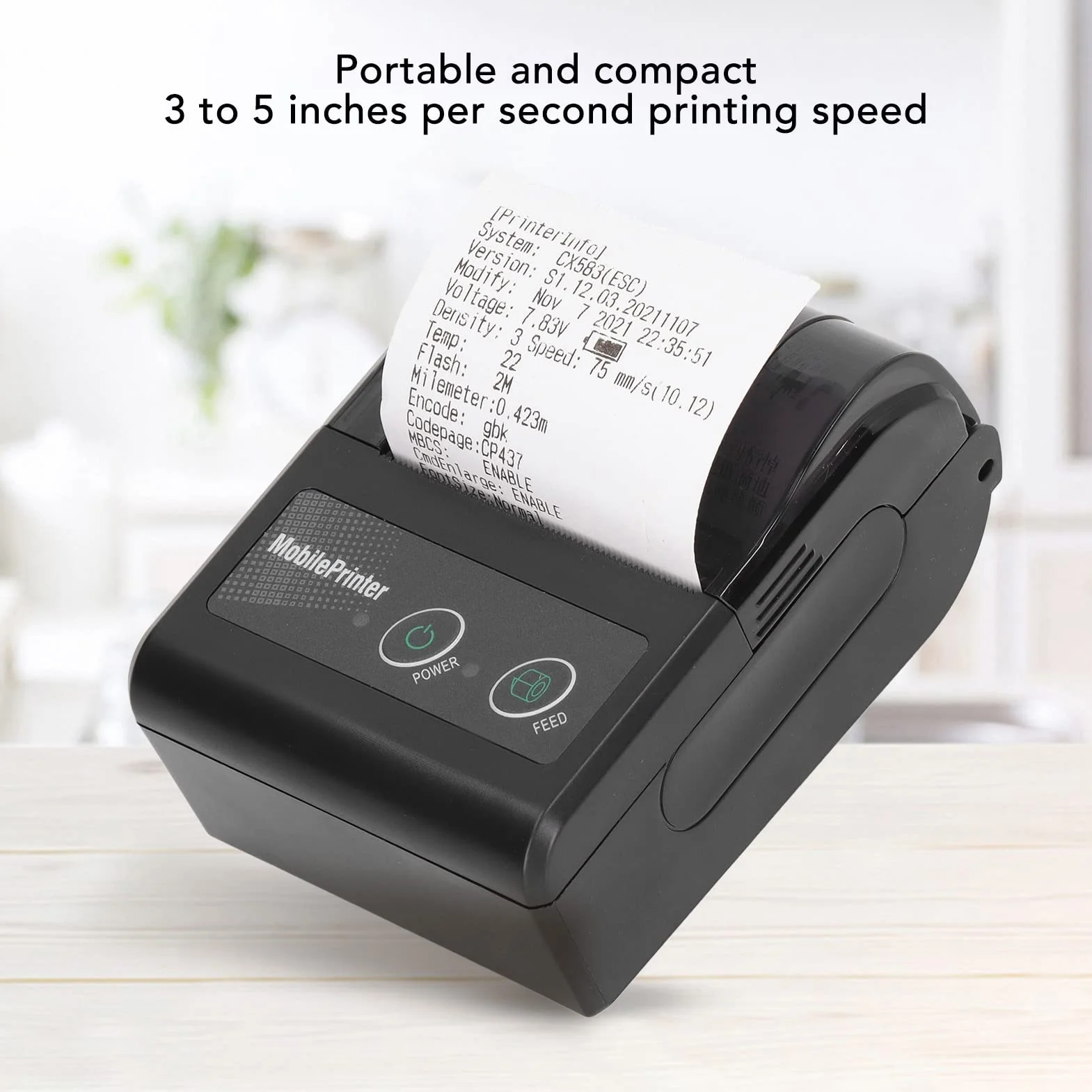 Drukarka Paragonów Bluetooth, Przenośna Przenośna Drukarka USB do Rachunków 57 Mm, Mobilna Drukarka POS, Przenośna Drukarka Termiczna 200 Dpi, Drukarka do Skórzanego Paska, Obsługa Telefonu/Windows, D
