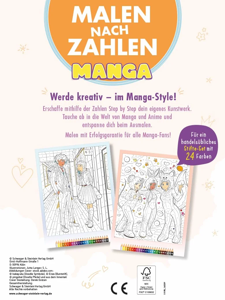 Malen nach Zahlen Manga: Über 30 Ausmalmotive, Step by Step zum fertigen Bild, für alle Manga-Fans