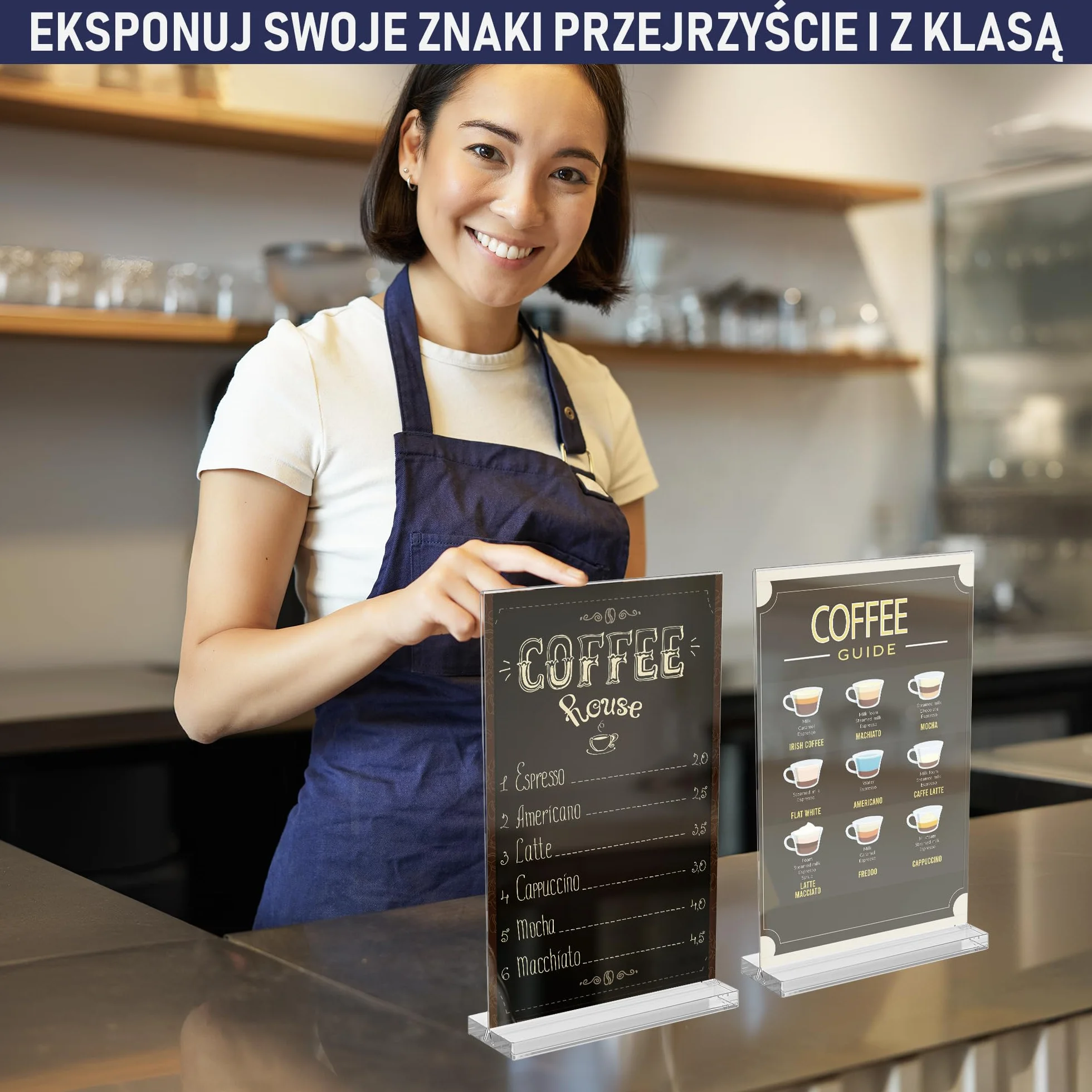 Stojak Akrylowy A5 – Zestaw 6 Szt., Elegancki I Uniwersalny, Polerowane Krawędzie, Dwustronna Ramka, Łatwa Wymiana Wkładów. Idealny Do Zdjęć, Tabliczek, Menu, Ulotek, Plakatów I Ekspozycji Na Blatach