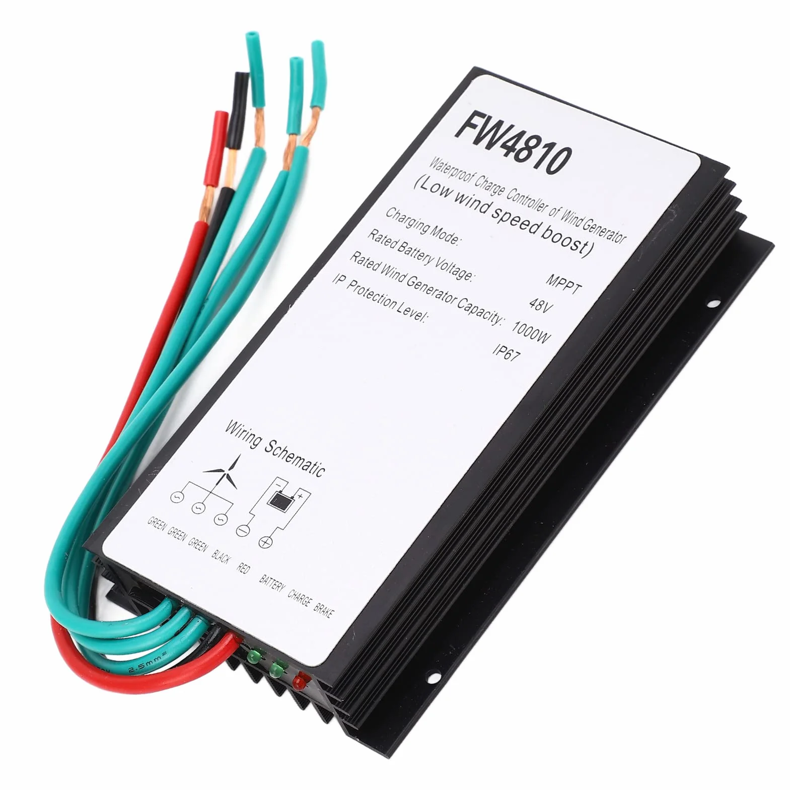 BuyWeek Kontroler Ładowania Turbiny Wiatrowej, 1000W 48V MPPT Kontroler Ładowania Turbiny Wiatrowej IP67 Wodoodporny
