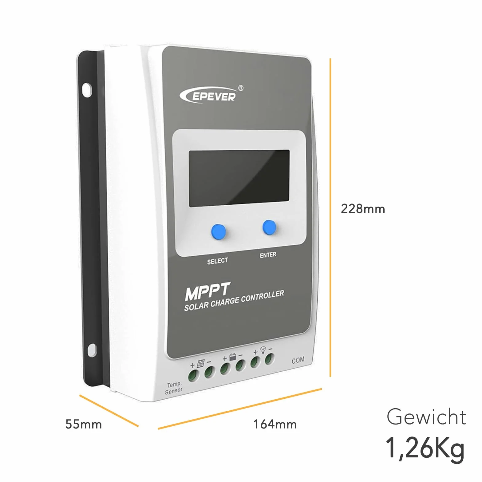 EPEVER® MPPT Tracer-AN G3 – Tracer2210AN G3 Regulator Ładowania, 20A, 12/24VDC auto work, PV 100V, Wyświetlacz LCD, Wspólne uziemienie ujemne