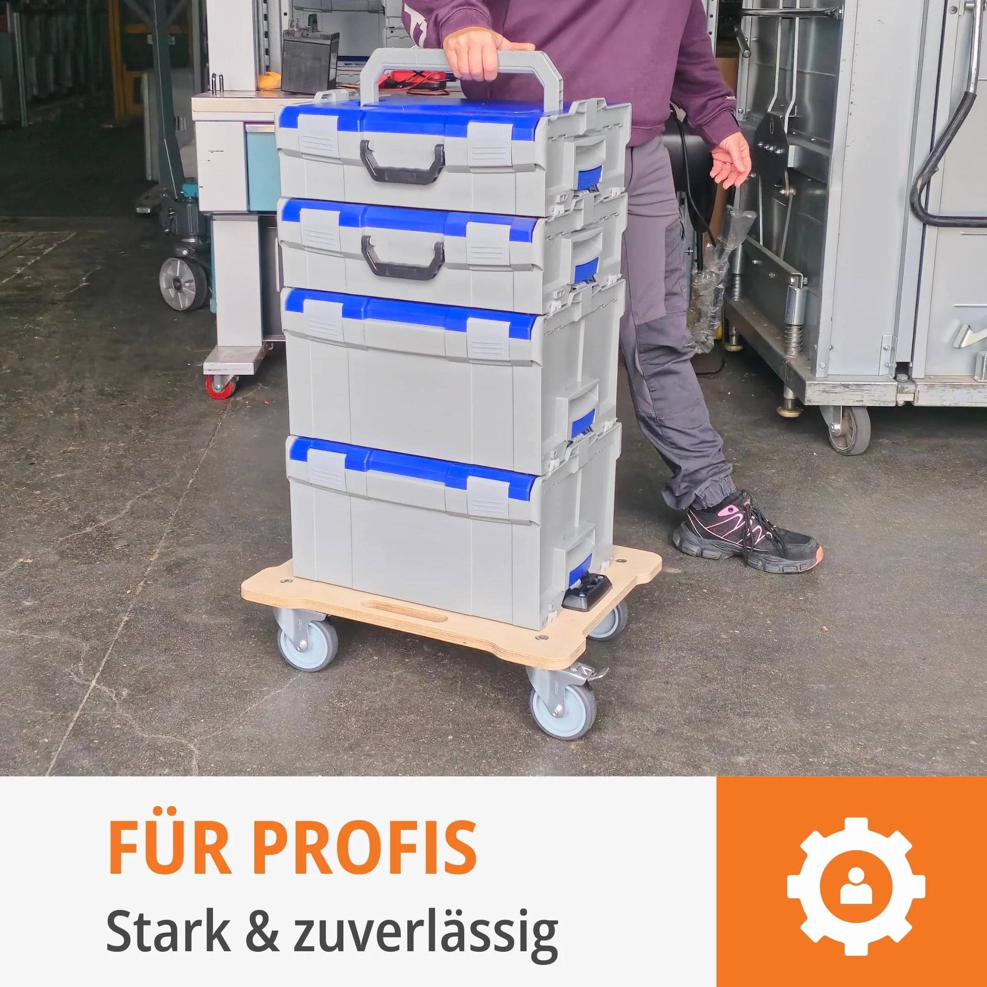WFIX Podstawa systemu roboczego L-BOXX Wózek transportowy drewno brzozowe 350 kg 2 kółka obrotowe z hamulcem