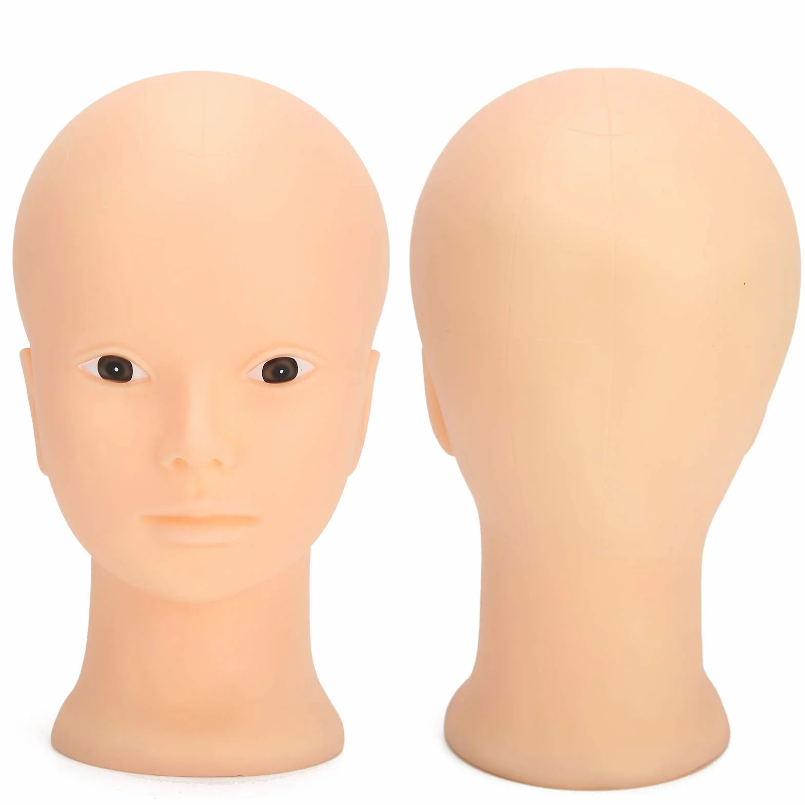 Cuifati Bald Manekin Head, 19.3 w 3D Make Up Practice Training Head, Kosmetologia Głowa Okulary, Włosy, Kapelusz, Hełm, Okulary (Brak stylu makijażu)