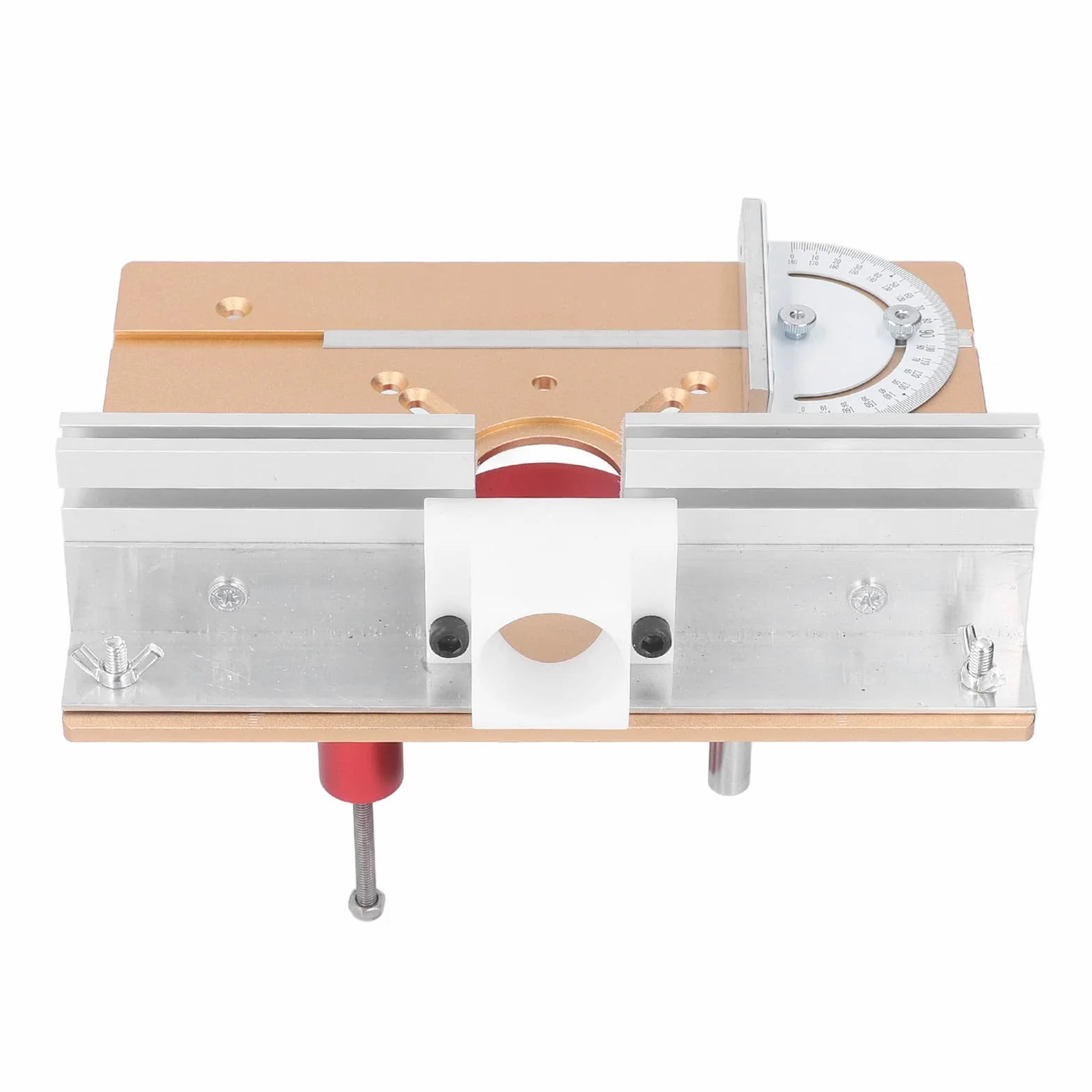 Stół Routera Aluminium z Wkładką 0-47 mm Zasięg Podnośnika Obróbka Drewna (GOLD)