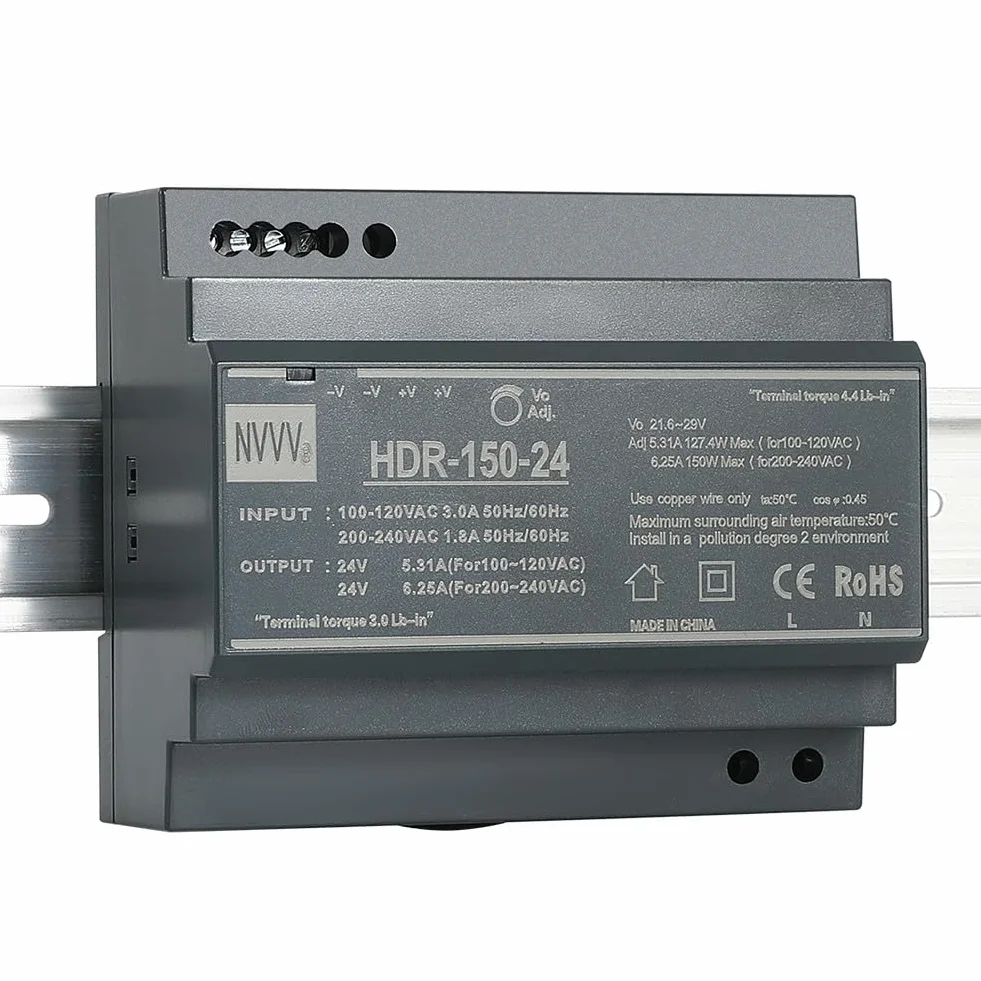 HDR-150-24 zasilacz szynowy DIN 150 W 24 V 6,25 A, szyna DIN