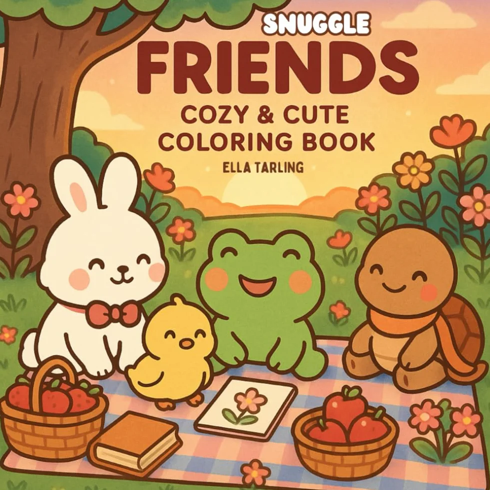 Snuggle Friends: A Cozy & Cute Coloring Book for Adults & Teens: Bold & Easy Hygge-Inspired Moments to Color