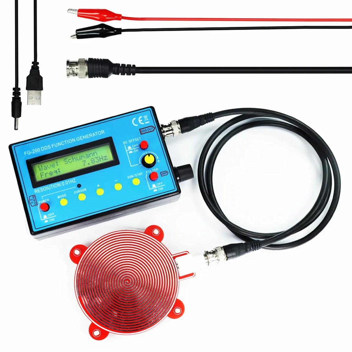FG 200 Generator sygnału funkcji DDS 0,01Hz 500KHz Moduł źródła sygnału do testowania dźwięku
