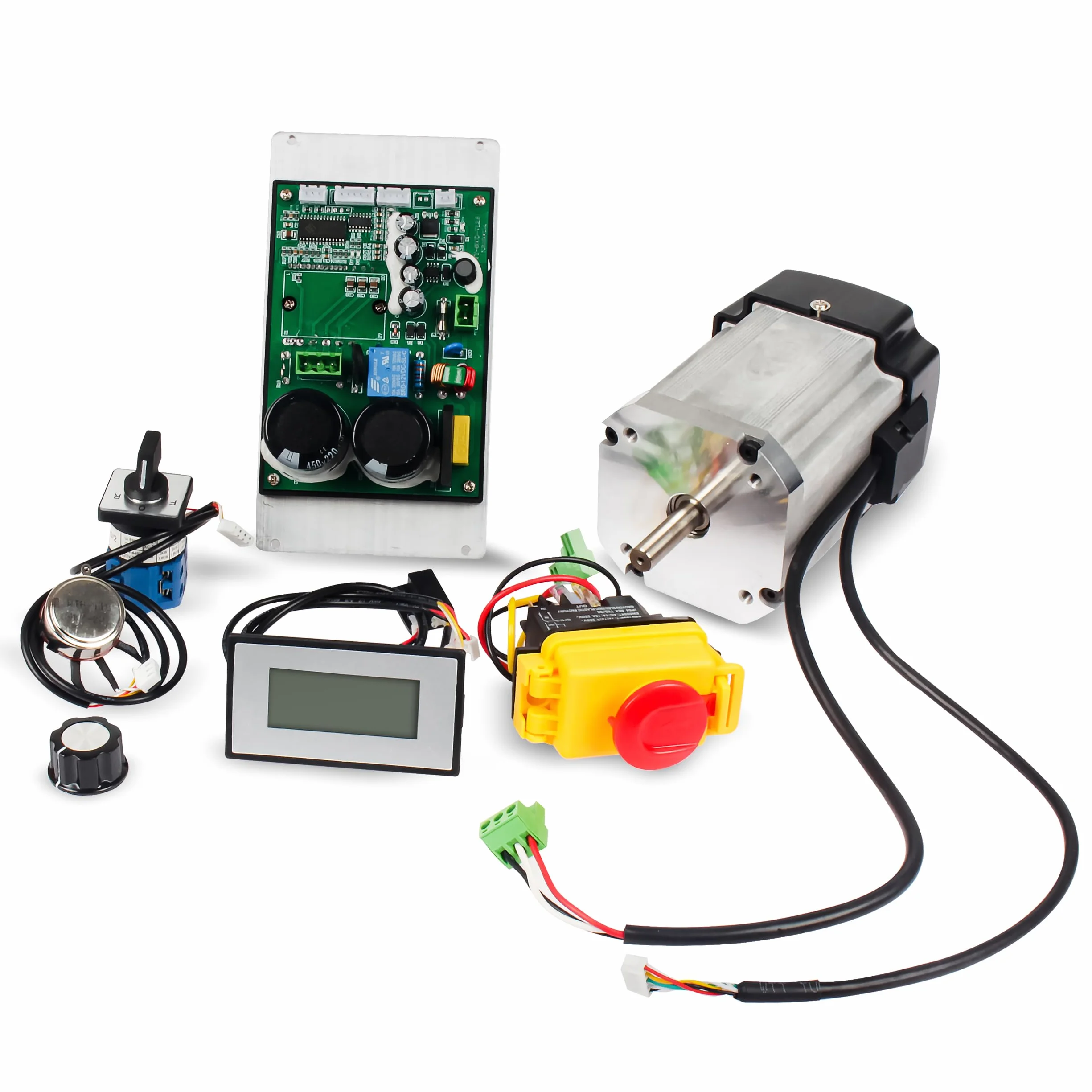 RATTMMOTOR tokarka z silnikiem bezszczotkowym, 750W 220V DC, tokarka z silnikiem 4000RPM, przycisk awaryjnego wyłączenia, przełącznik prędkości napędu do przodu/tyłu i wyświetlacz obrotów, zestaw 6