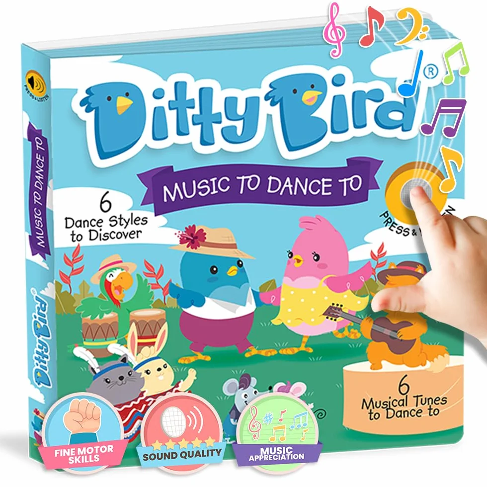 Ditty Bird | Music to Dance to | Interactive Musical Sound Book for toddlers 1- 3 | Early learning toy with music for baby