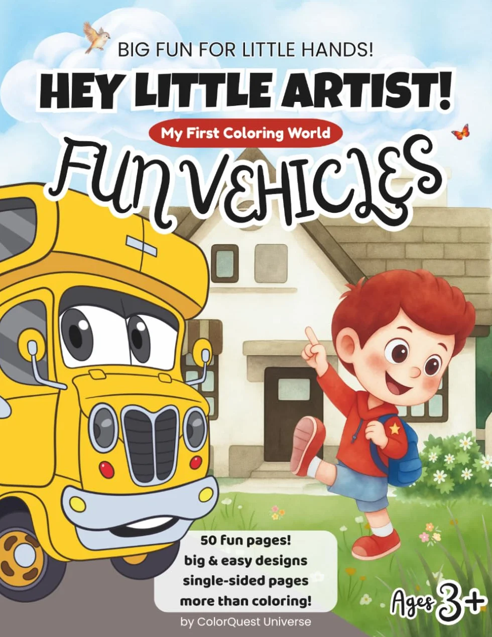 Hey Little Artist! My First Coloring World: Fun Vehicles (for Kids ages 3+)