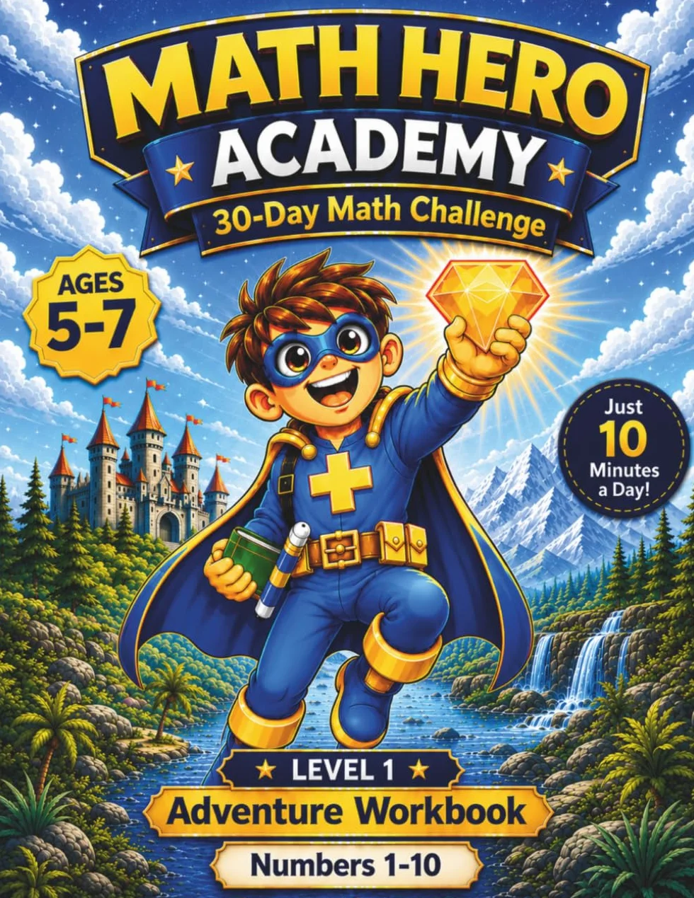Math Hero Academy: 30 Day Math Challenge: for Kids Ages 5-7: A Fun and Simple Workbook That Works Like a Game to Build Confidence with Numbers 1-10 (Rewards Levels Included)