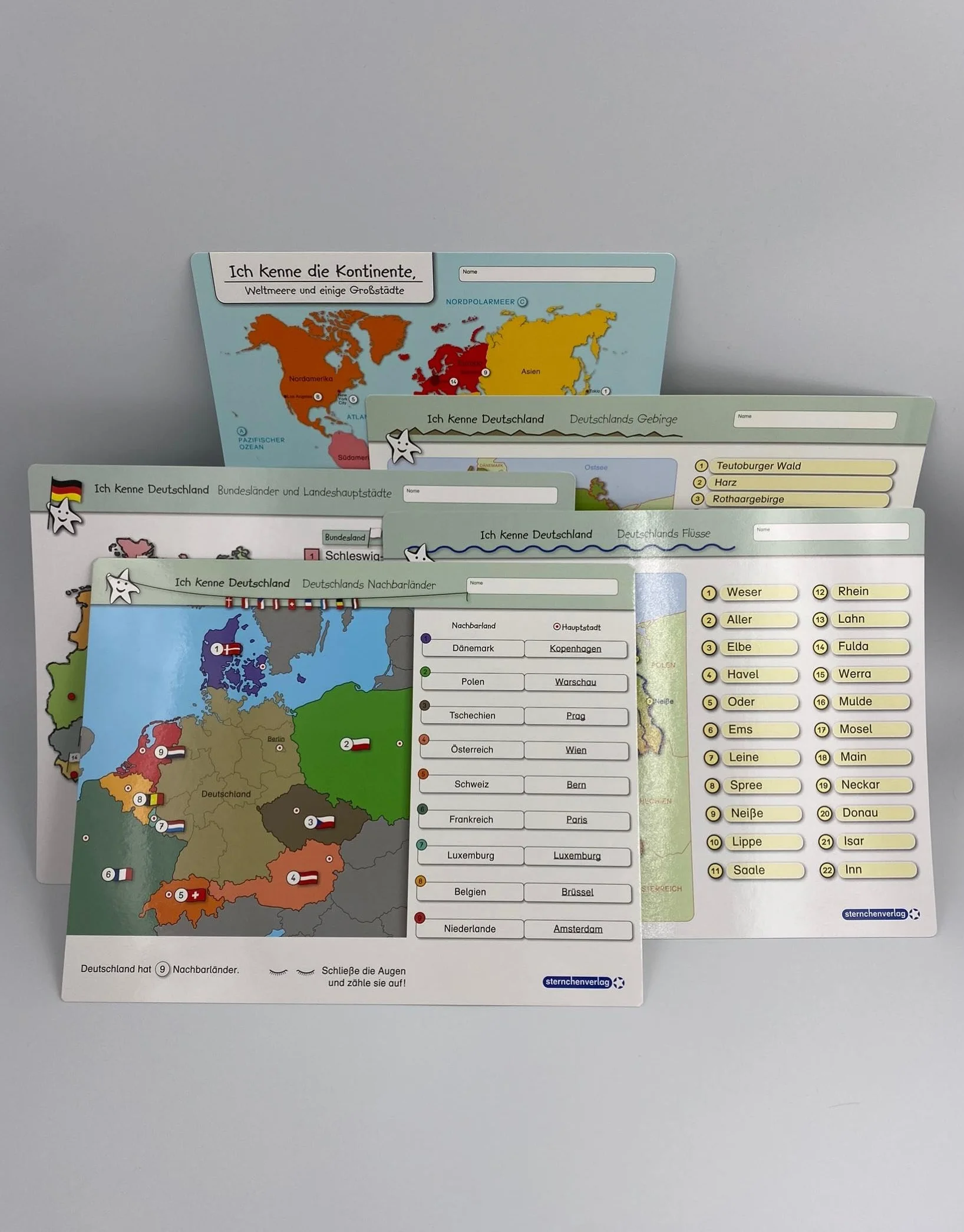Ich kenne Deutschland - Bundesländer und Landeshauptstädte: Stabile wiederbeschreibbare Lernvorlage im großen Format für die Schulmappe 32,5 x 25 cm (Vorder- und Rückseite)