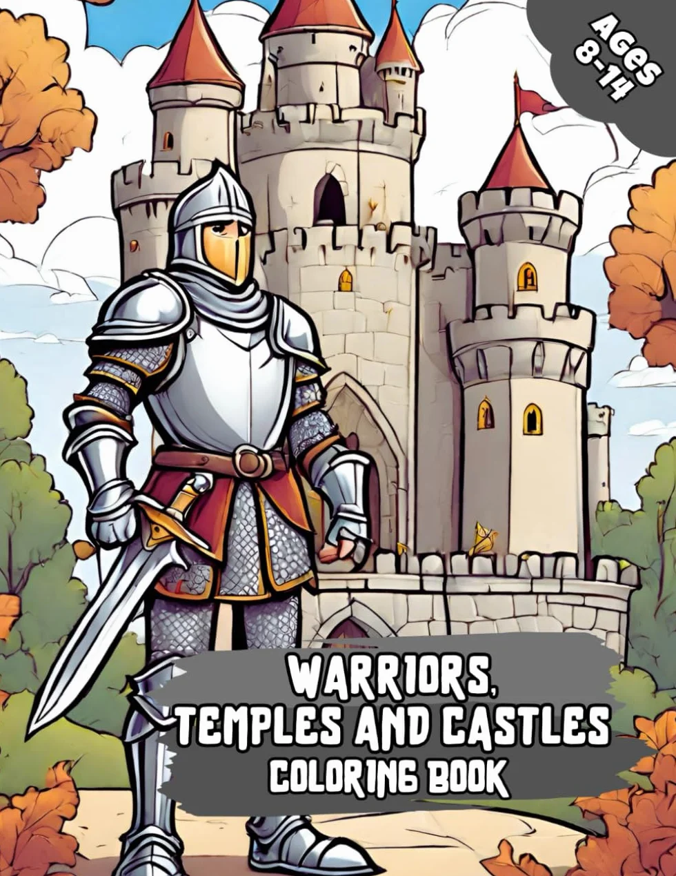 Warriors, temples and Castles Coloring book