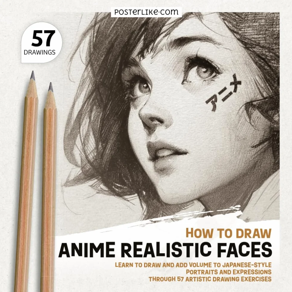 How to Draw Anime Realistic Faces: Learn to Draw and Add Volume to Japanese-style Portraits and Expressions Through 57 Artistic Drawing Exercises